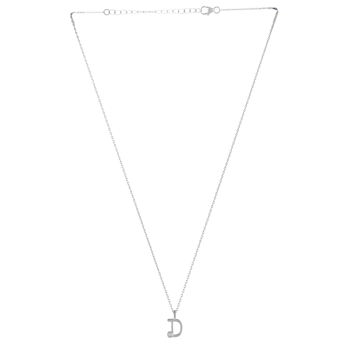 Sterling Silver Alphabet D Round Cut CZ Pendant - Image 3
