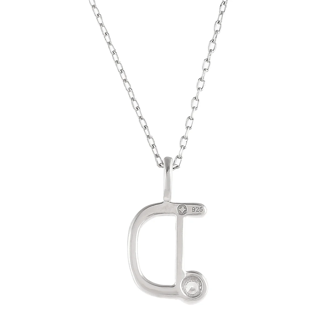 Sterling Silver Alphabet D Round Cut CZ Pendant - Image 5