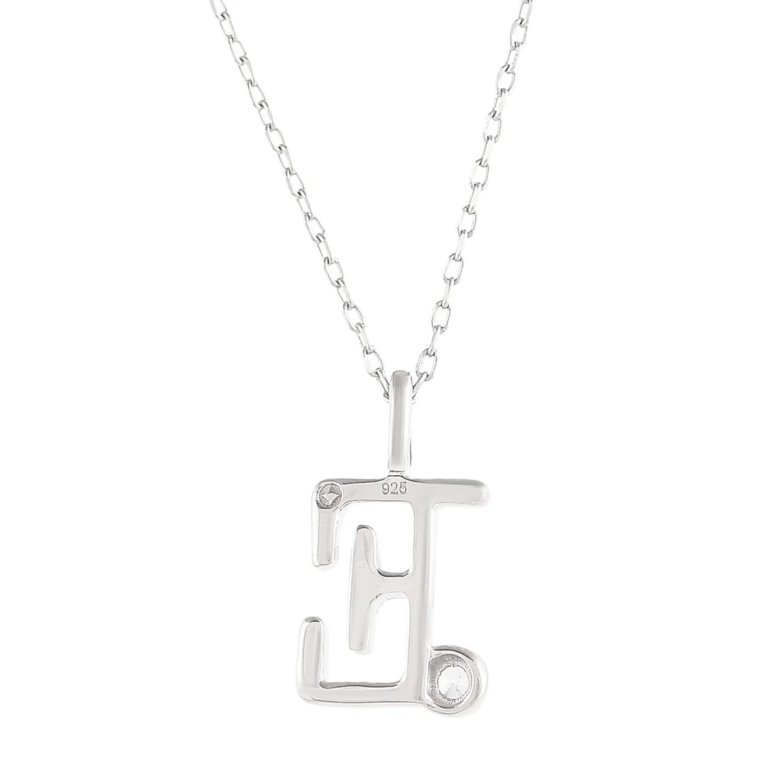 Sterling Silver Alphabet E Round Cut CZ Pendant - Image 5