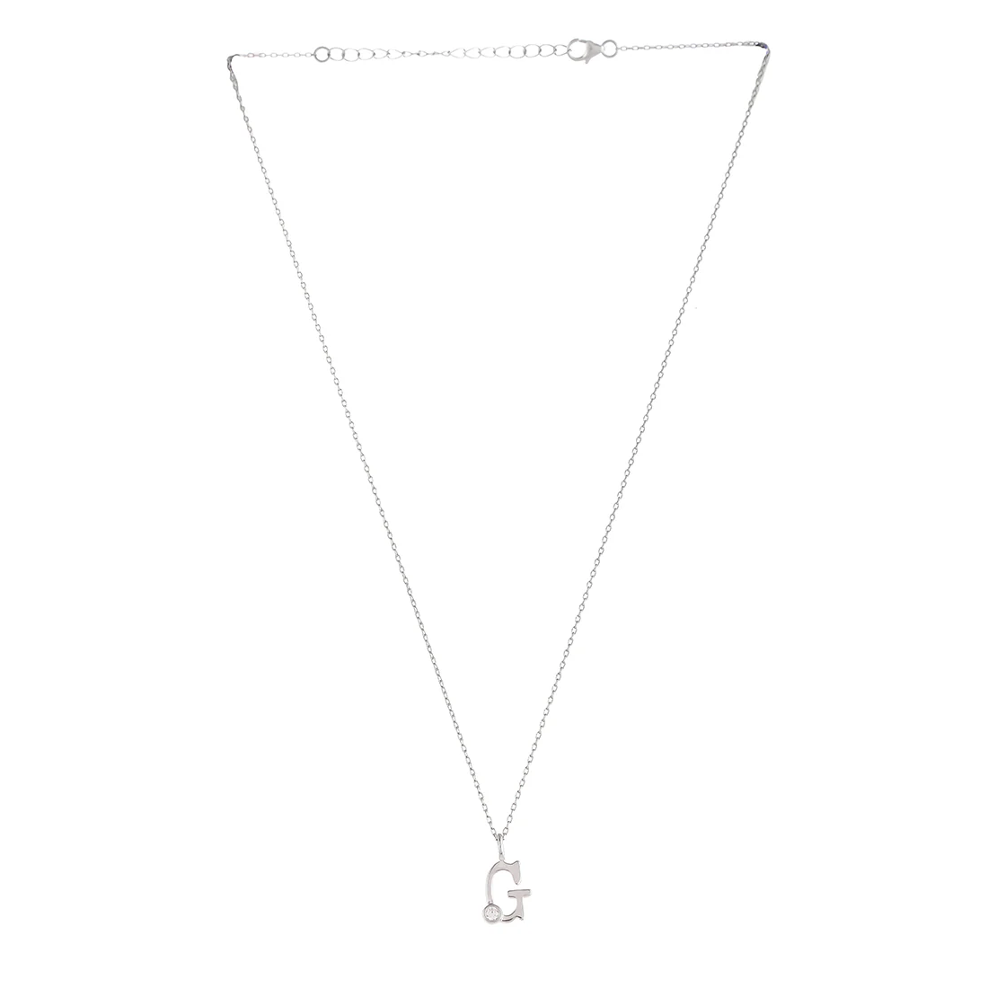Sterling Silver Alphabet G Round Cut CZ Pendant - Image 3