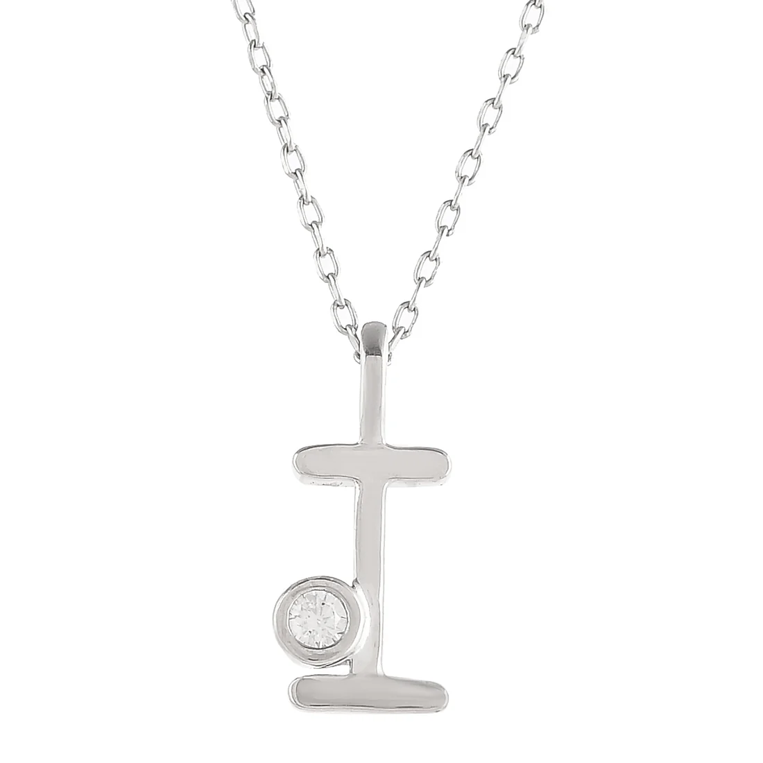 Sterling Silver Alphabet I Round Cut CZ Pendant - Image 4