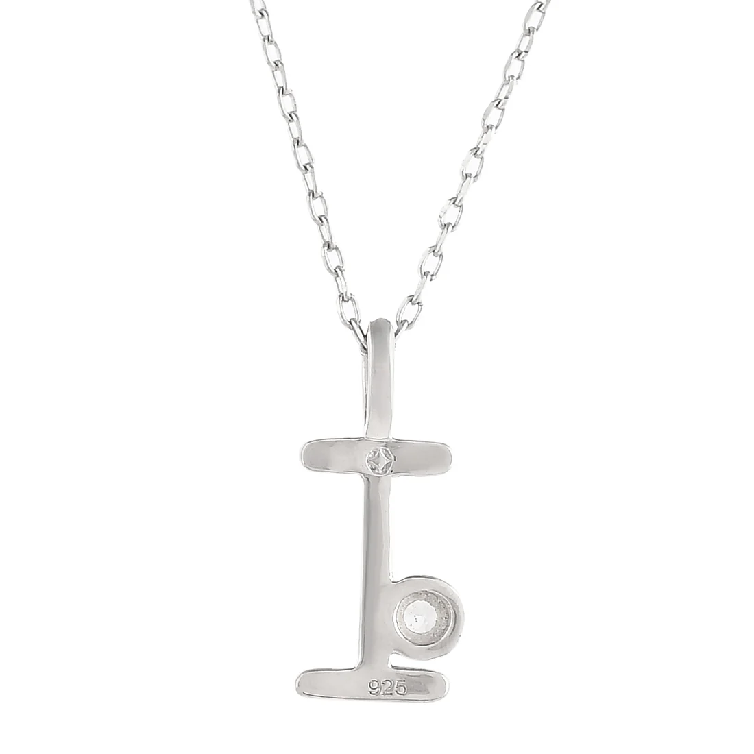 Sterling Silver Alphabet I Round Cut CZ Pendant - Image 5