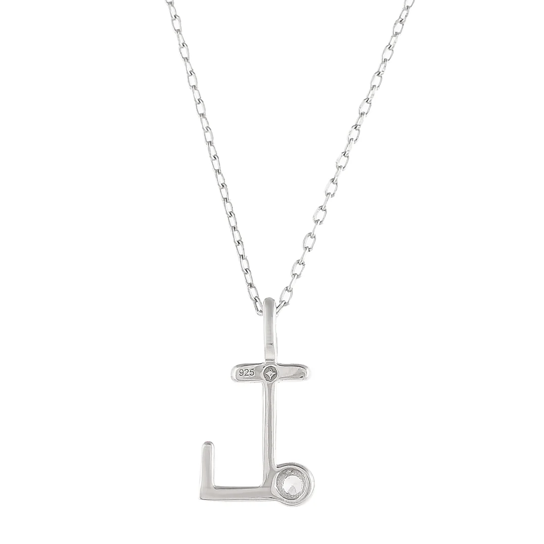Sterling Silver Alphabet L Round Cut CZ Pendant - Image 5