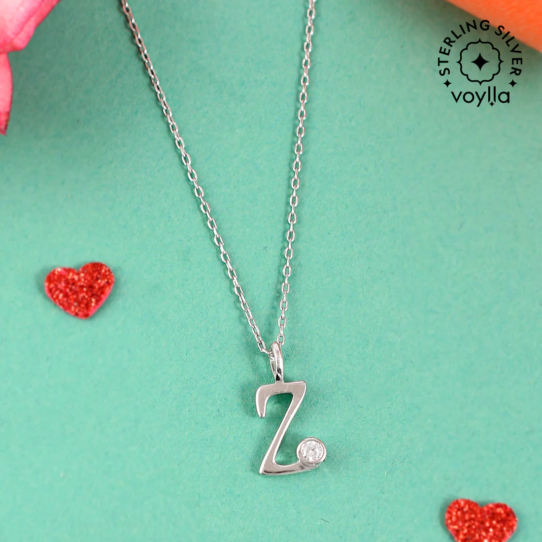 Sterling Silver Alphabet Z Round Cut CZ Pendant