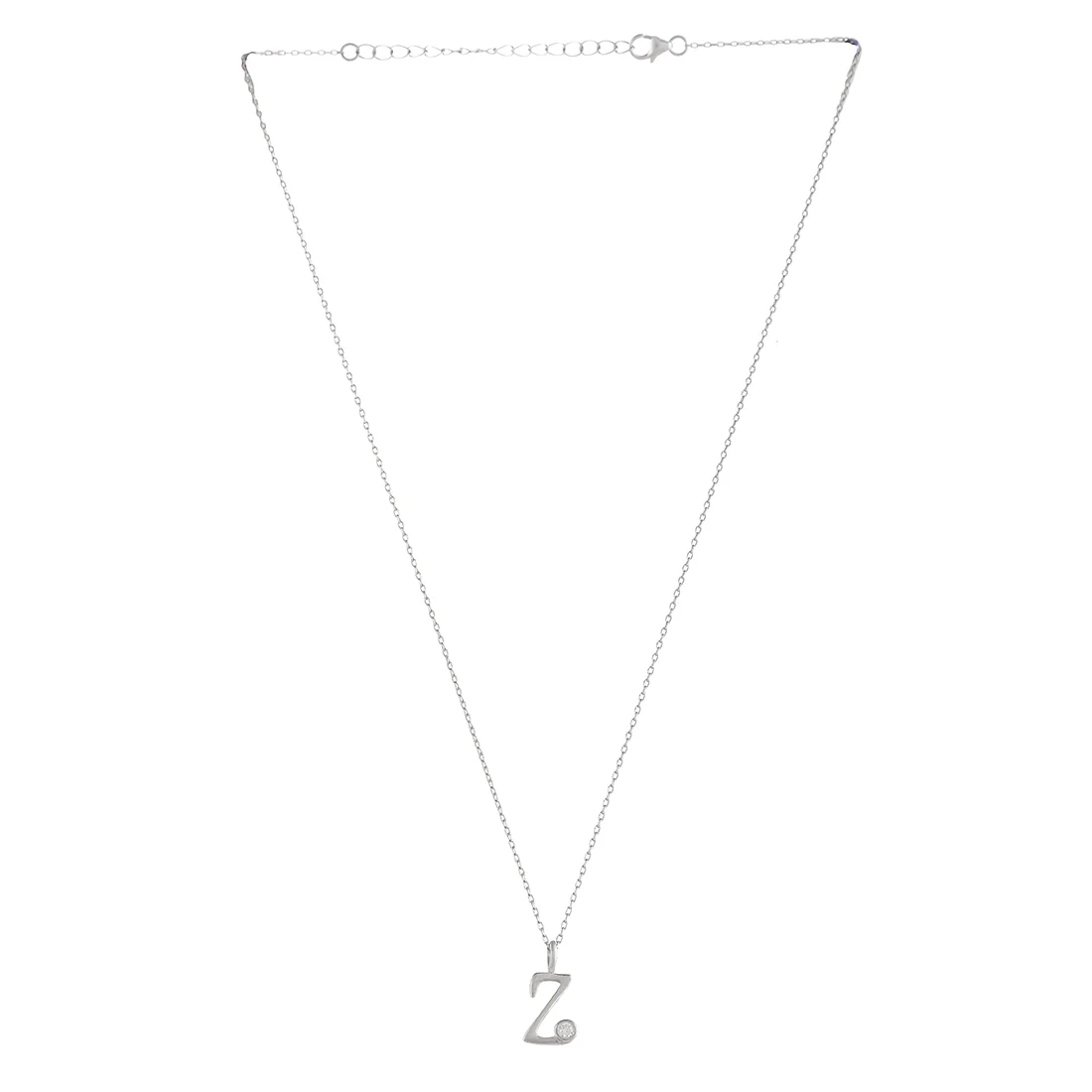 Sterling Silver Alphabet Z Round Cut CZ Pendant - Image 3