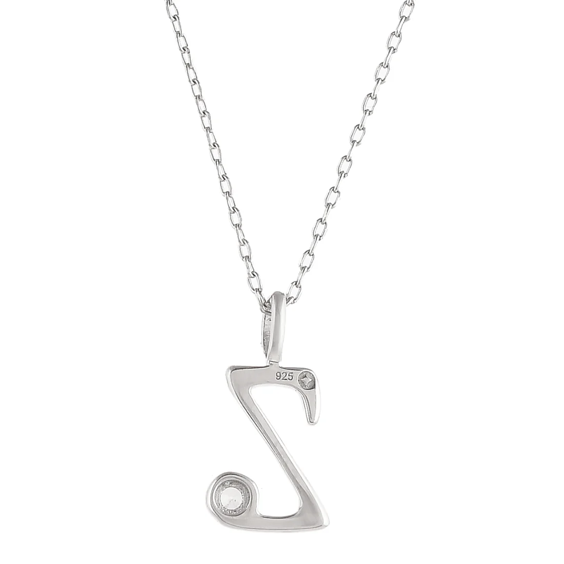 Sterling Silver Alphabet Z Round Cut CZ Pendant - Image 5