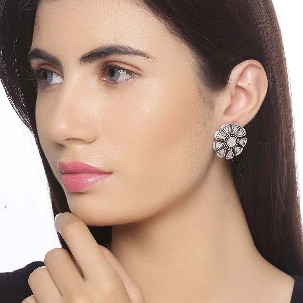 Amaira Looping Triangles Stud Earrings - Image 2