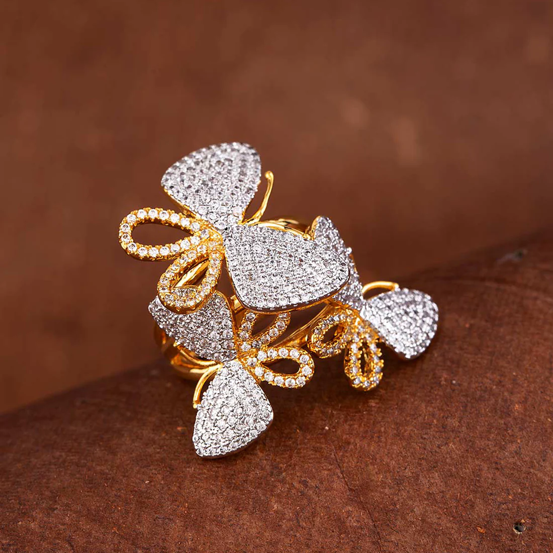 American Diamond Butterfly Motif Ring