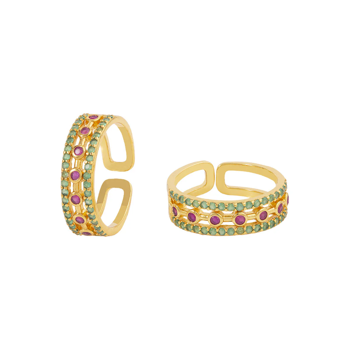 American Diamond Coloured Gems Embellished Toe Rings - Image 3