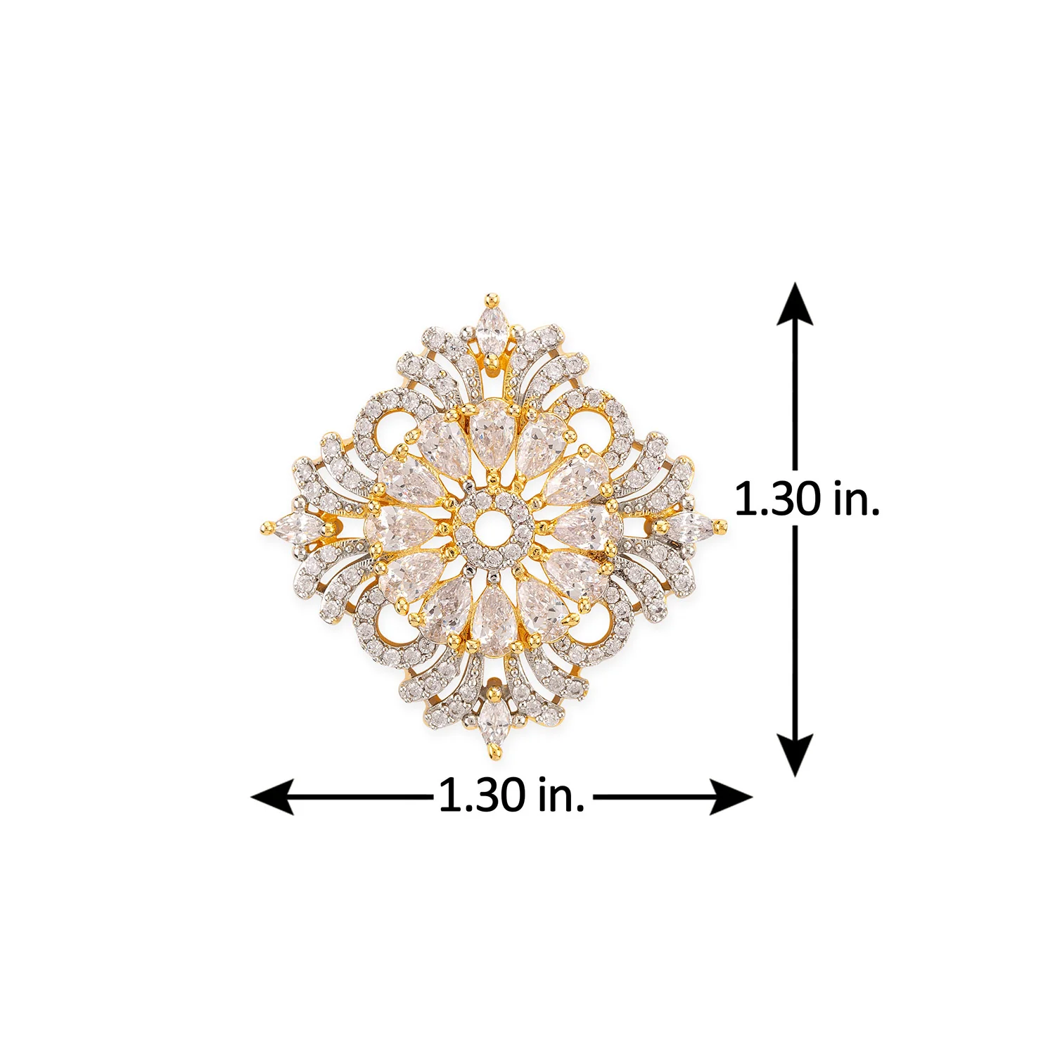 American Diamond CZ Gold Plated Brass Stud Earrings - Image 5
