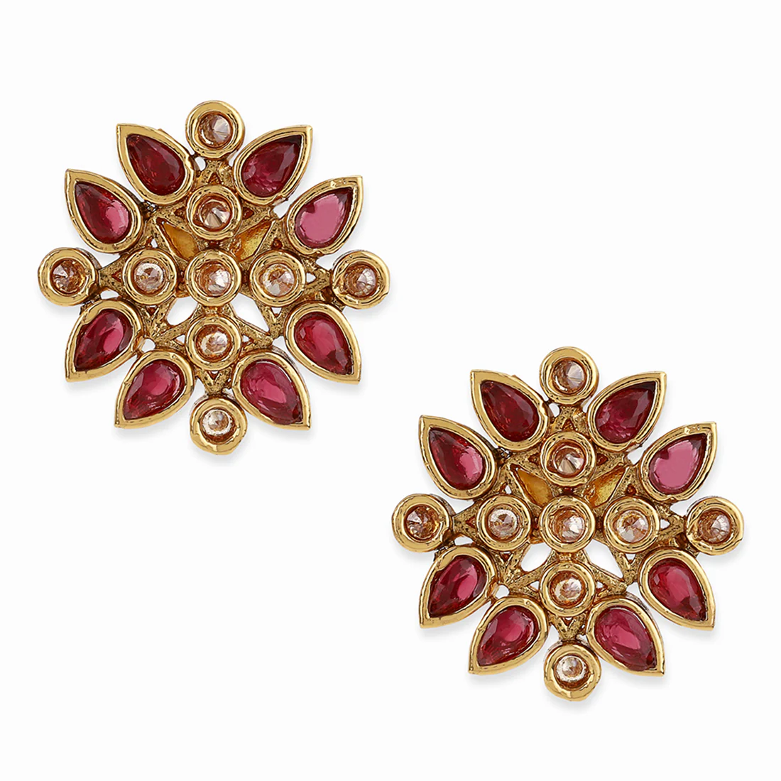American Diamond CZ Gold Plated Pearl Brass Stud Earring - Image 3