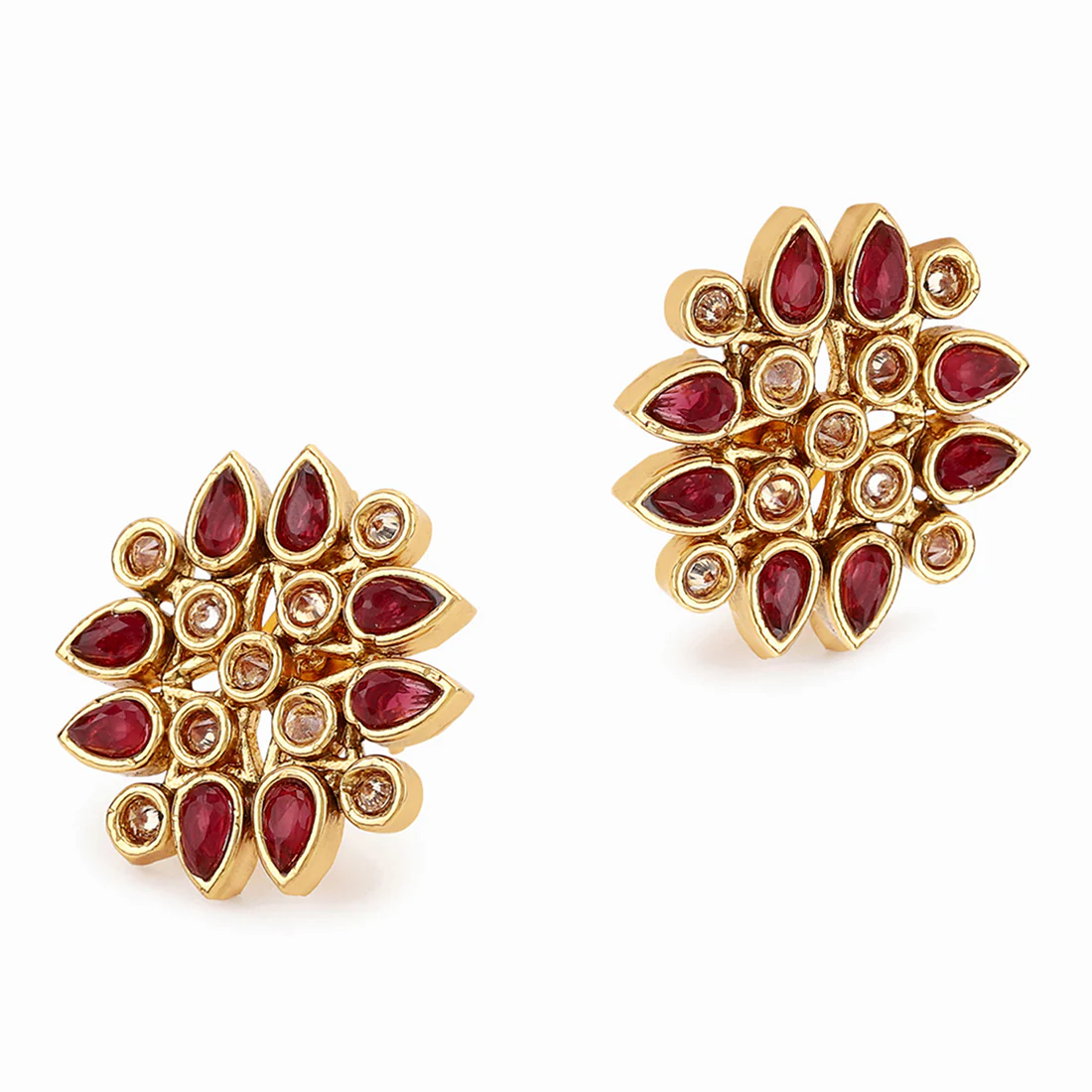 American Diamond CZ Gold Plated Pearl Brass Stud Earring - Image 5