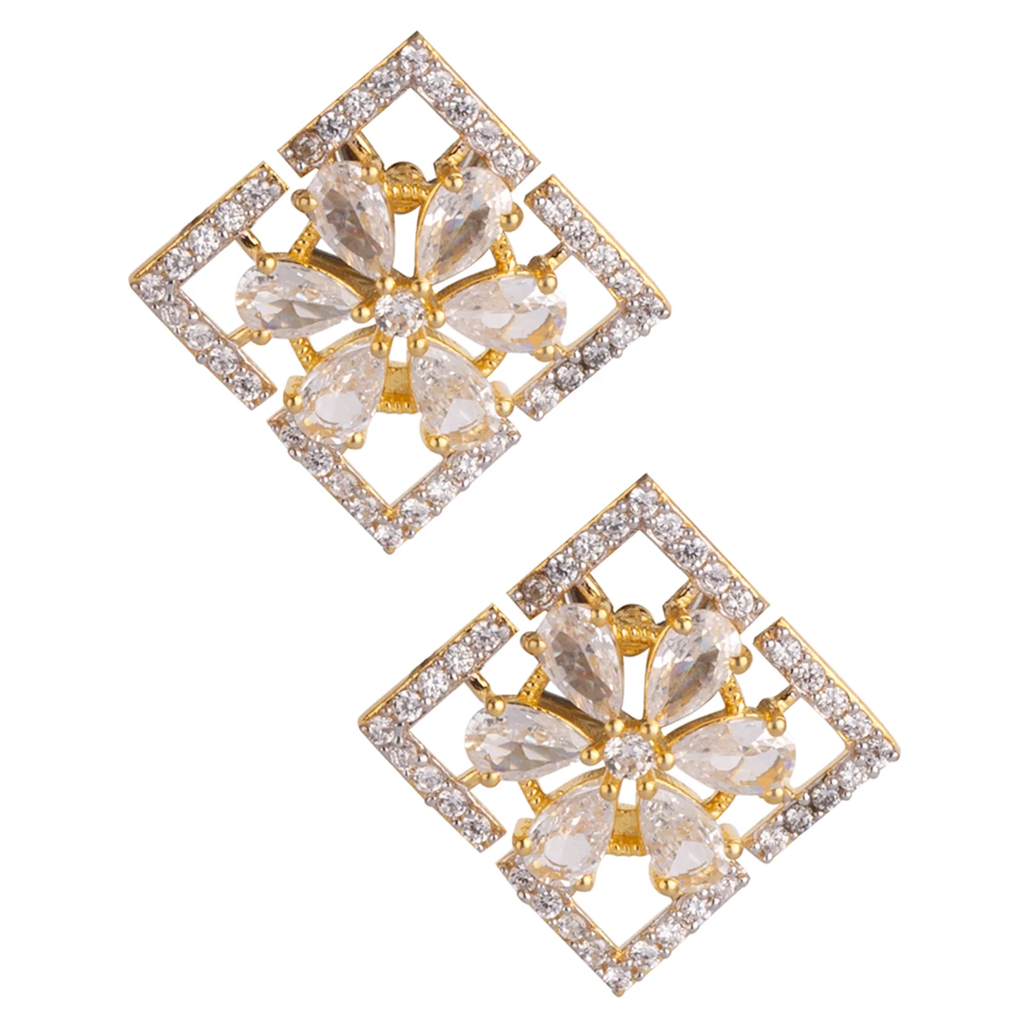American Diamond CZ Gold Brass Mangalsutra with Earring - Image 5