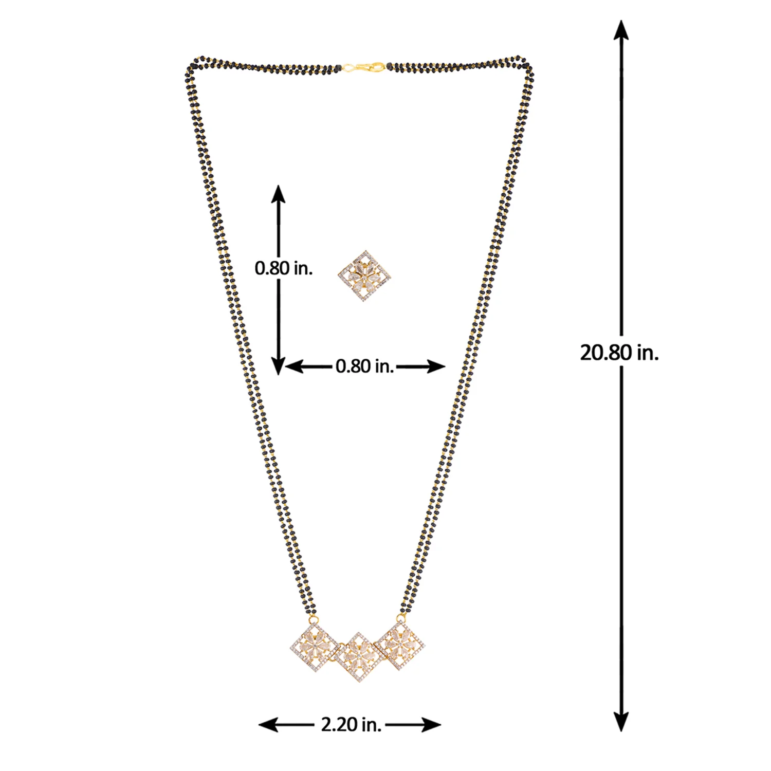 American Diamond CZ Gold Brass Mangalsutra with Earring - Image 7