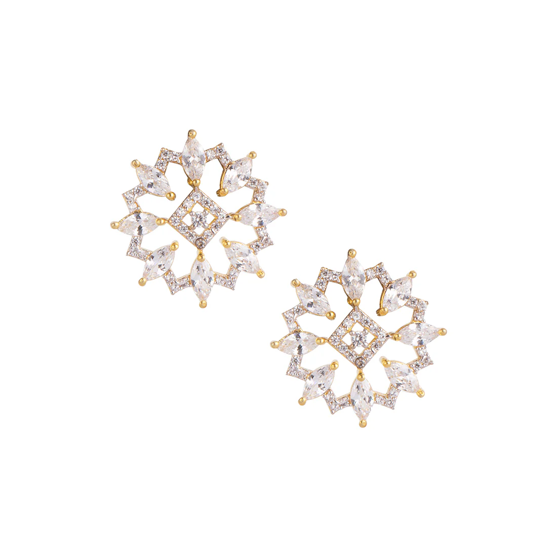 Elegant American Diamond CZ Gold Round Mangalsutra with Earrings - Image 5