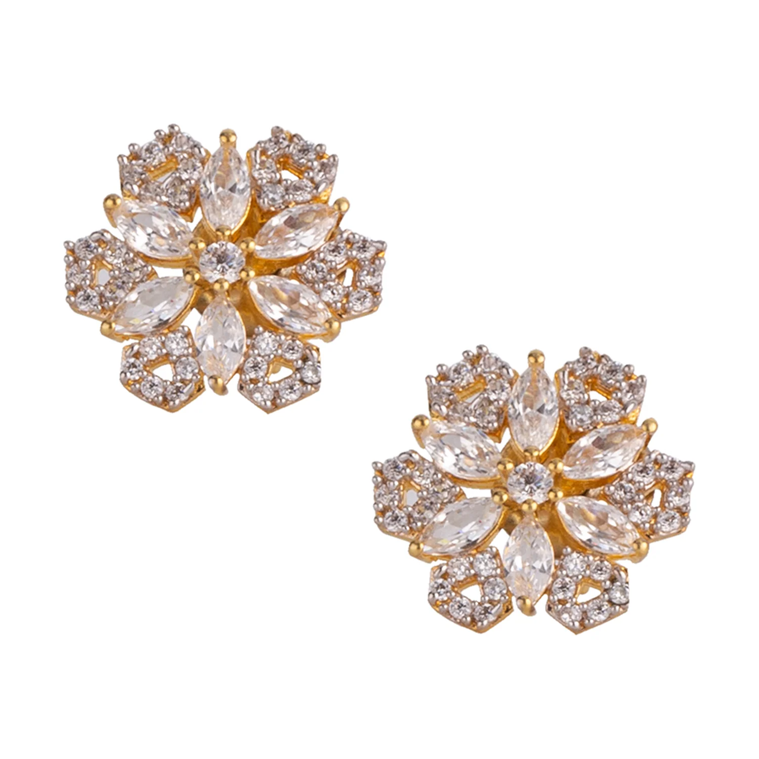 Stylish American Diamond CZ Golden Brass Mangalsutra with Earrings - Image 3