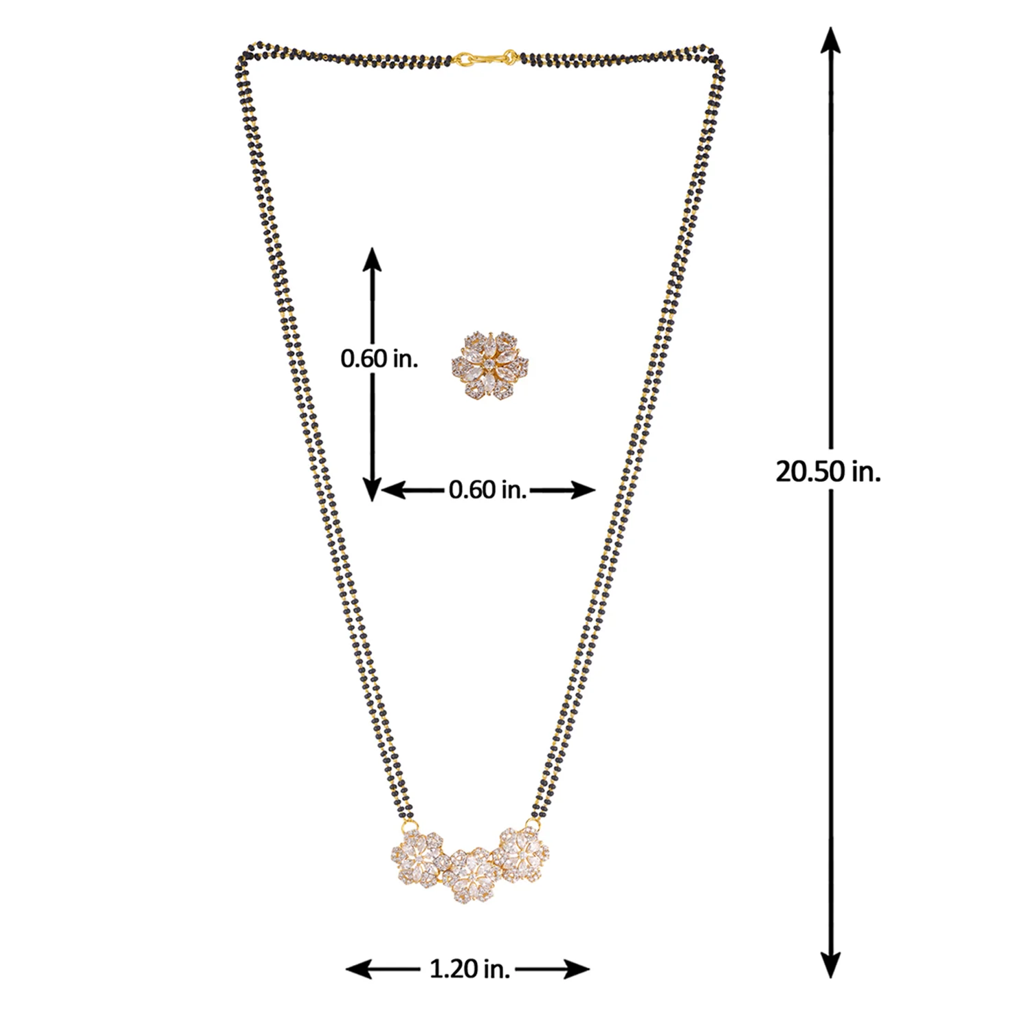 Stylish American Diamond CZ Golden Brass Mangalsutra with Earrings - Image 5
