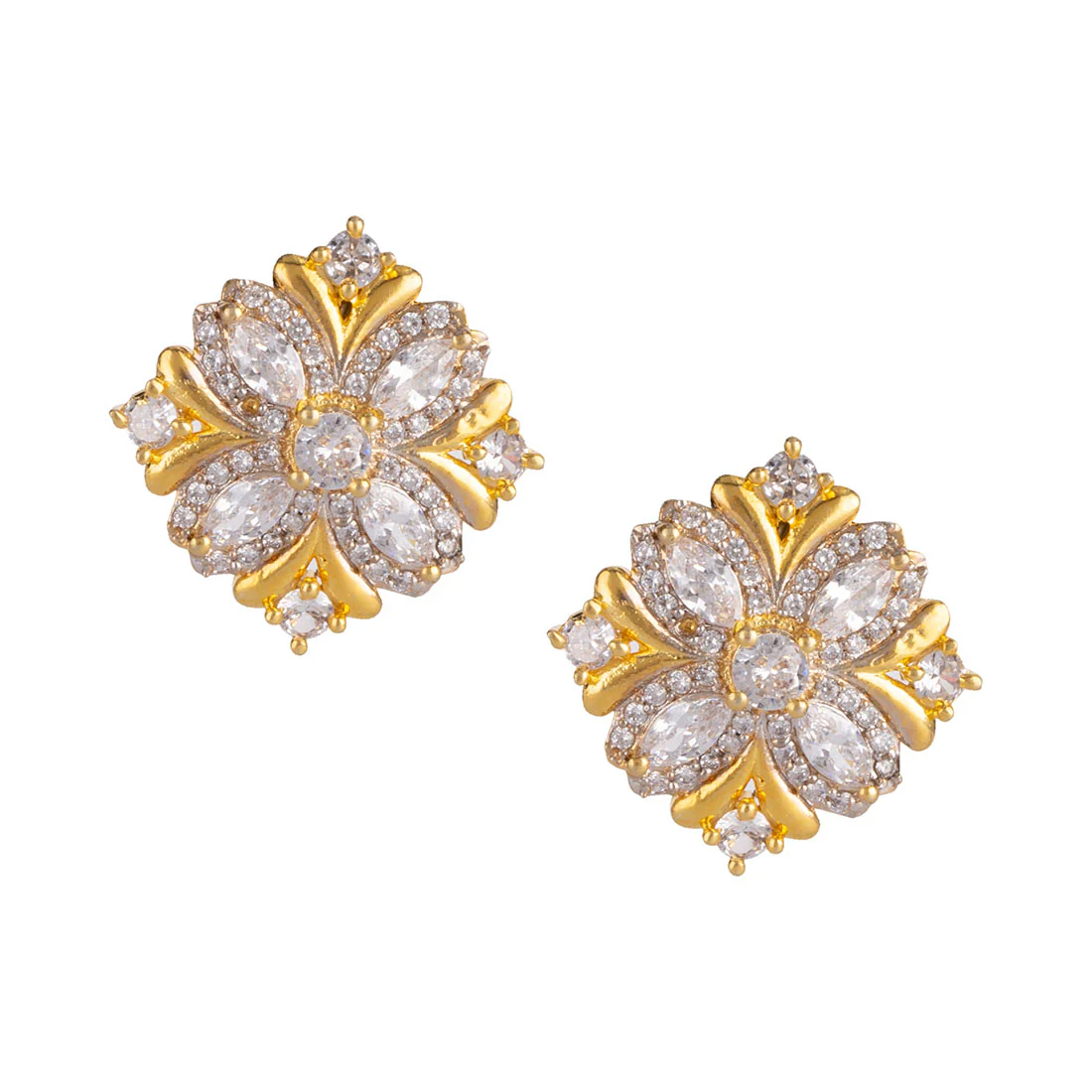 American Diamond CZ Golden Round Brass Black Beaded Mangalsutra with Earrings - Image 5