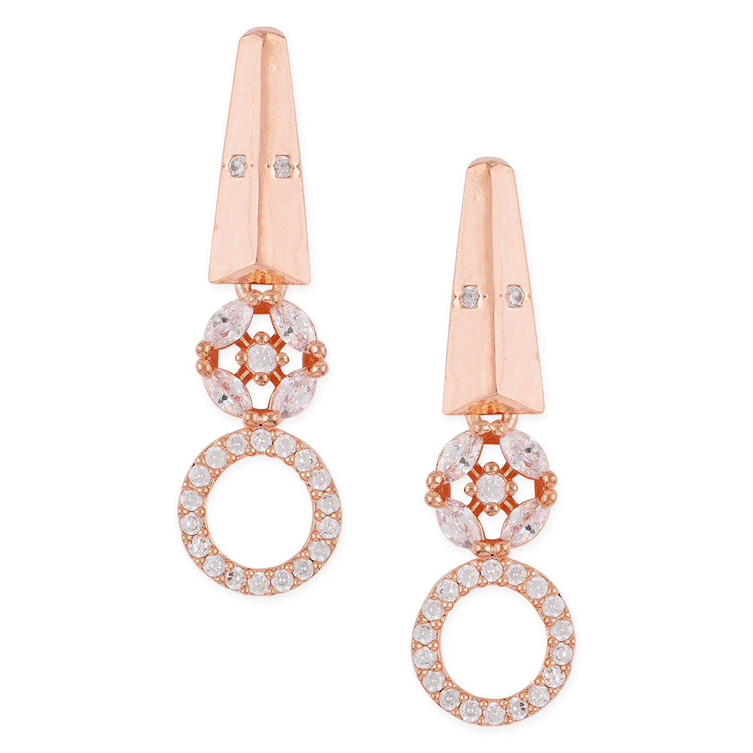 American Diamond CZ Rose Gold Brass Jewellery Set - Image 5