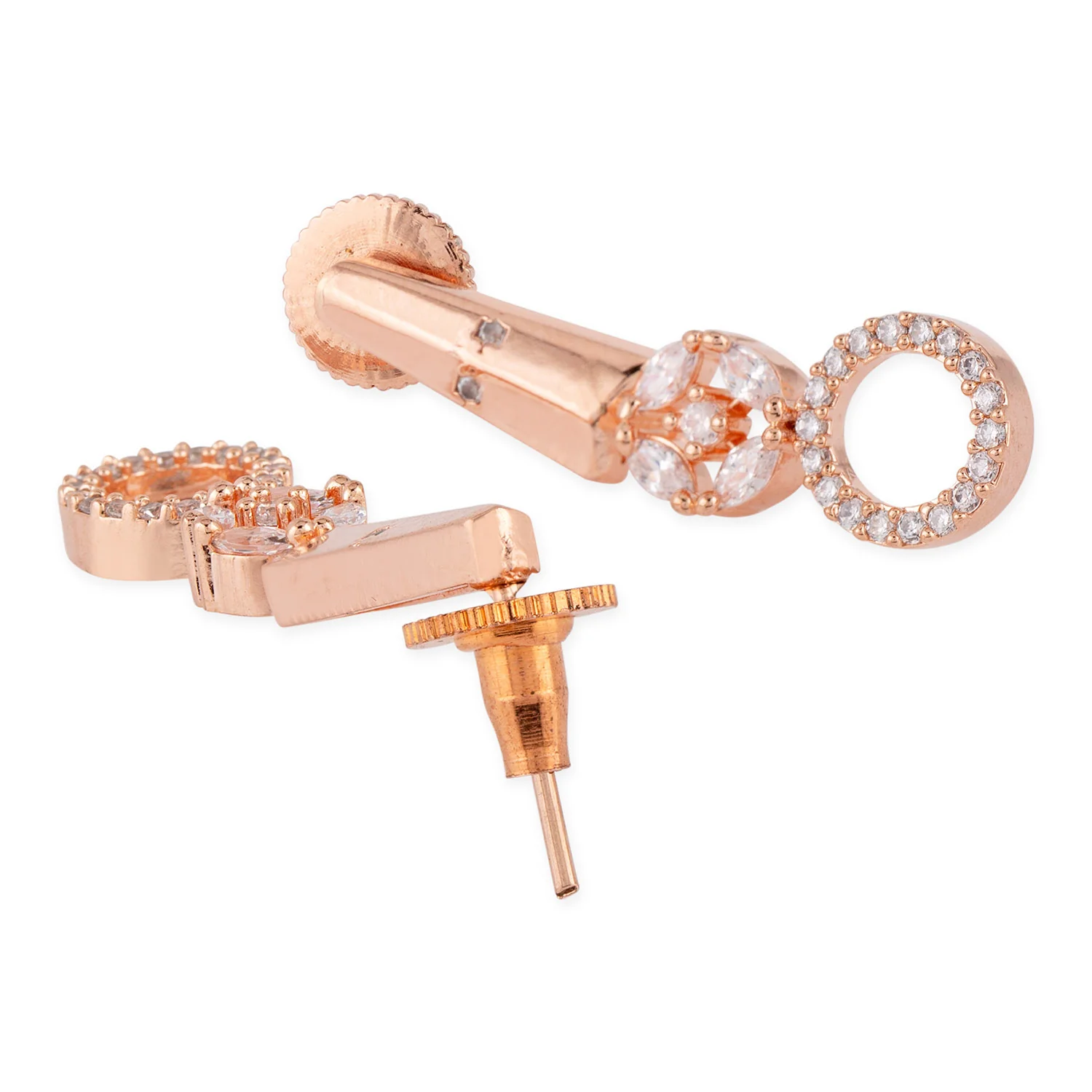 American Diamond CZ Rose Gold Brass Jewellery Set - Image 6