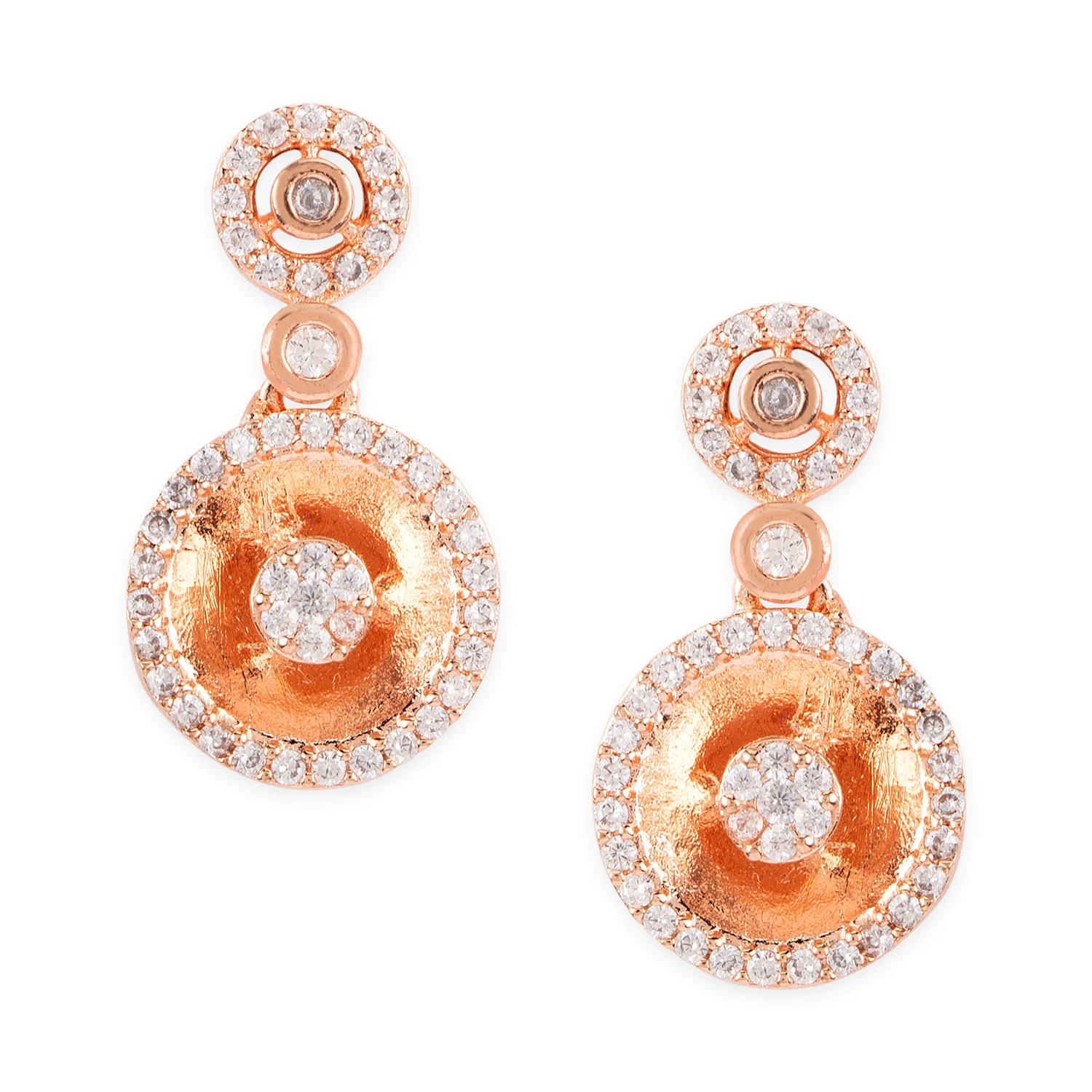 American Diamond CZ Rose Gold Brass Jewellery Set - Image 5