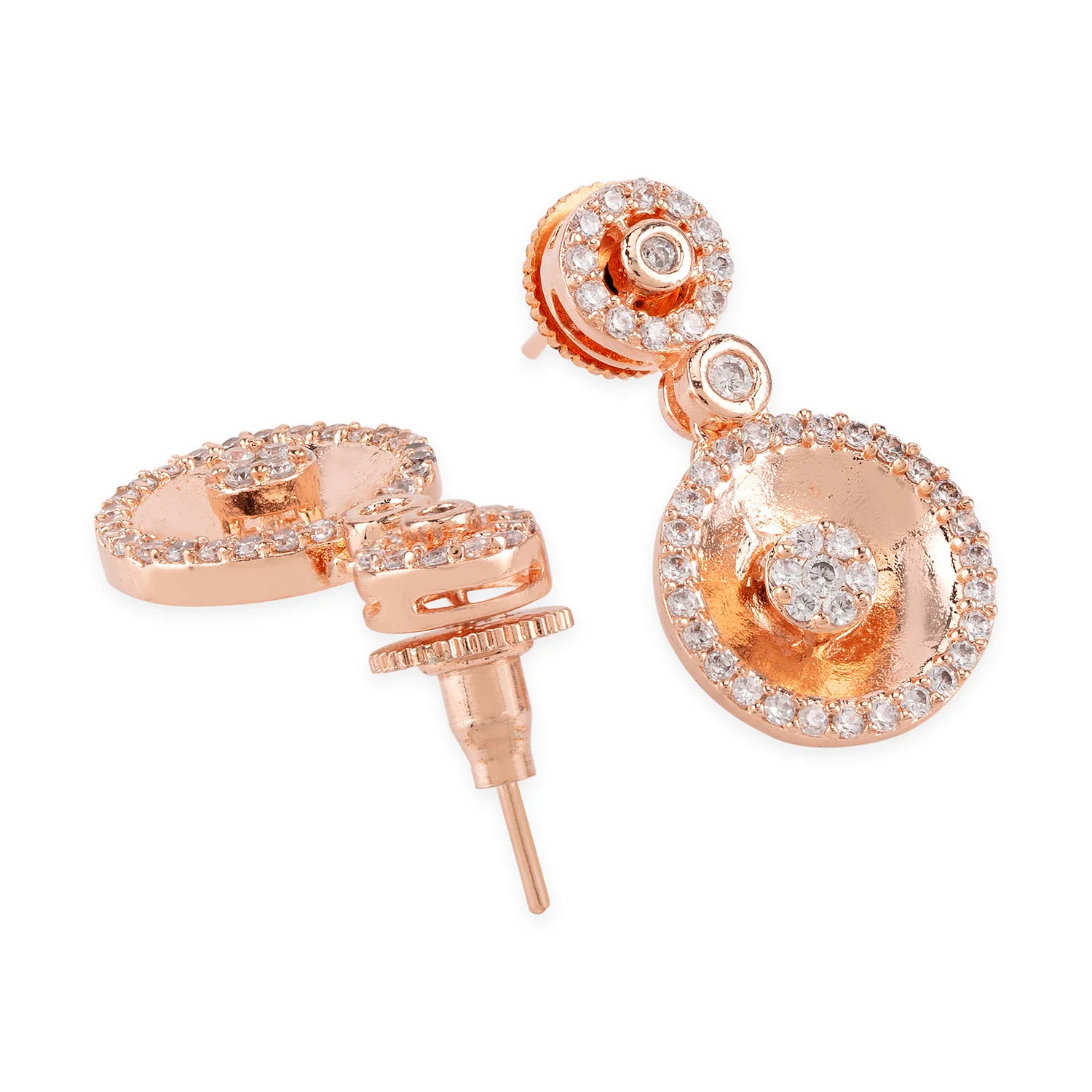 American Diamond CZ Rose Gold Brass Jewellery Set - Image 6