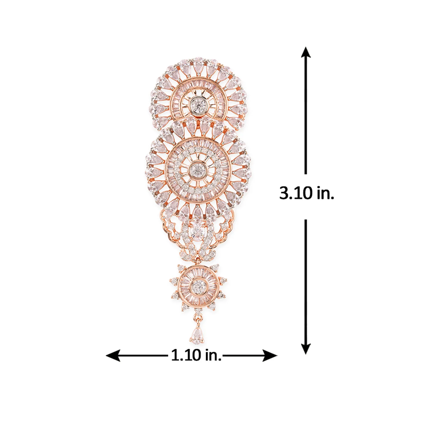 American Diamond CZ Rose Gold Plated Brass Earrings - Image 5