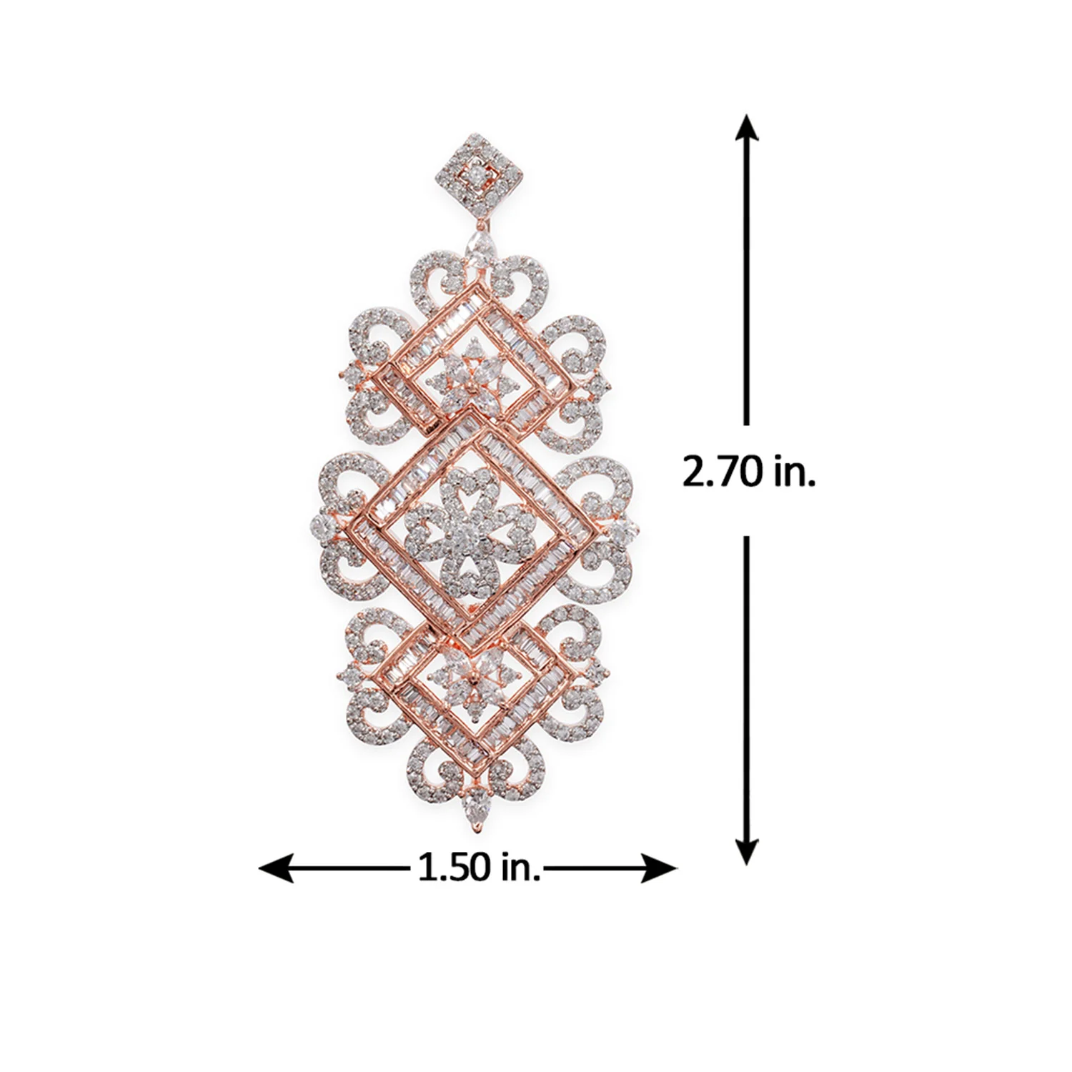 American Diamond CZ Rose Gold Plated Brass Earrings - Image 5
