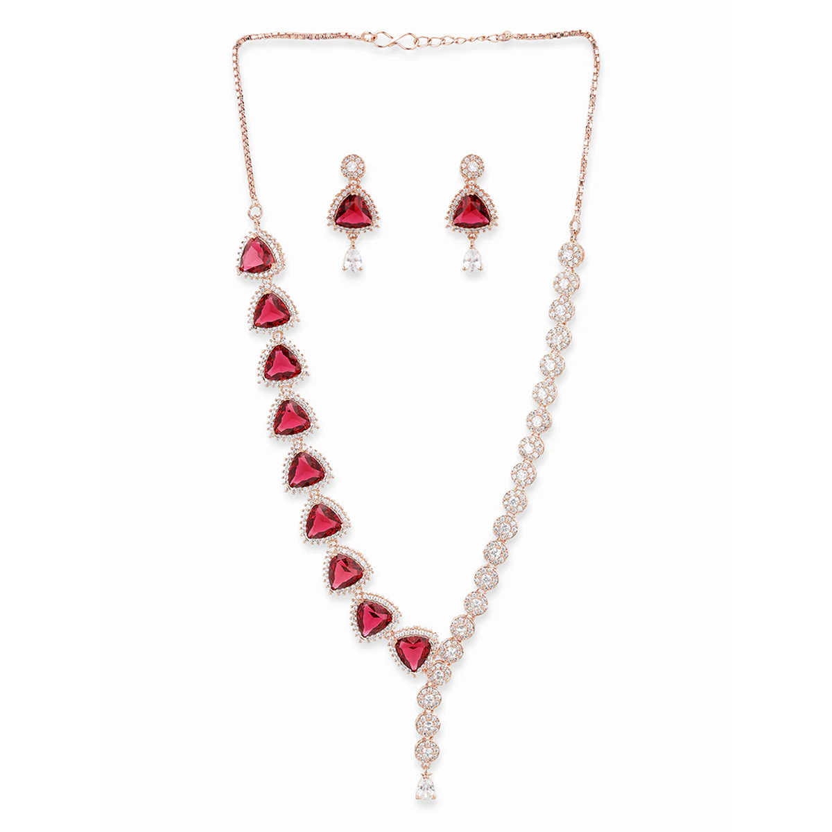 Sparkling Elegance Overlapping Pattern Zircons Jewellery Set - Image 3