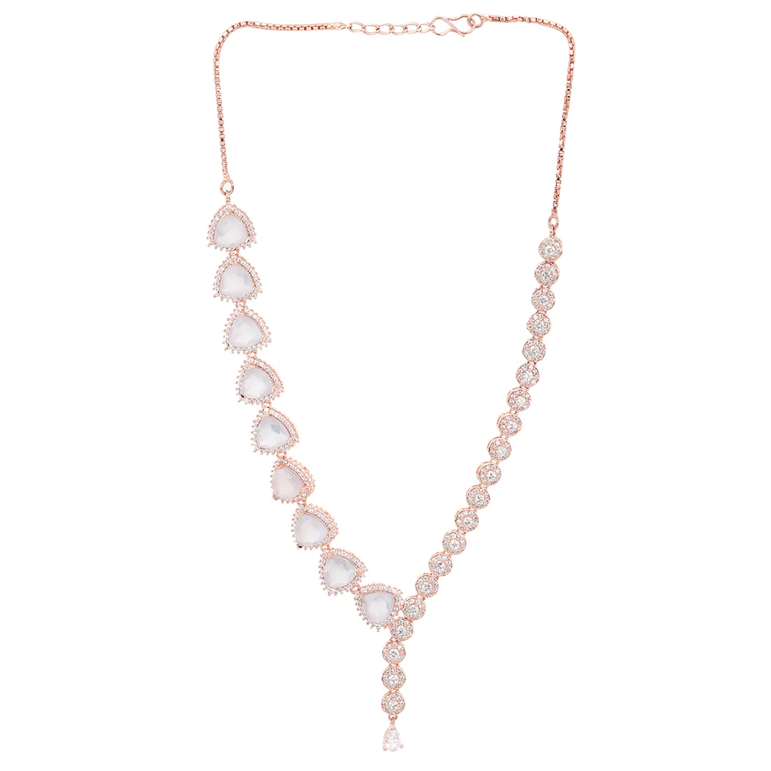 CZ Rose Gold Plated Necklace Set with White Stones - Image 4