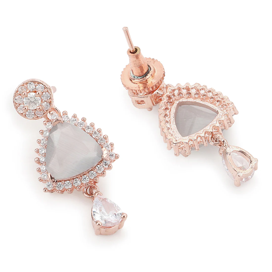 CZ Rose Gold Plated Necklace Set with White Stones - Image 5