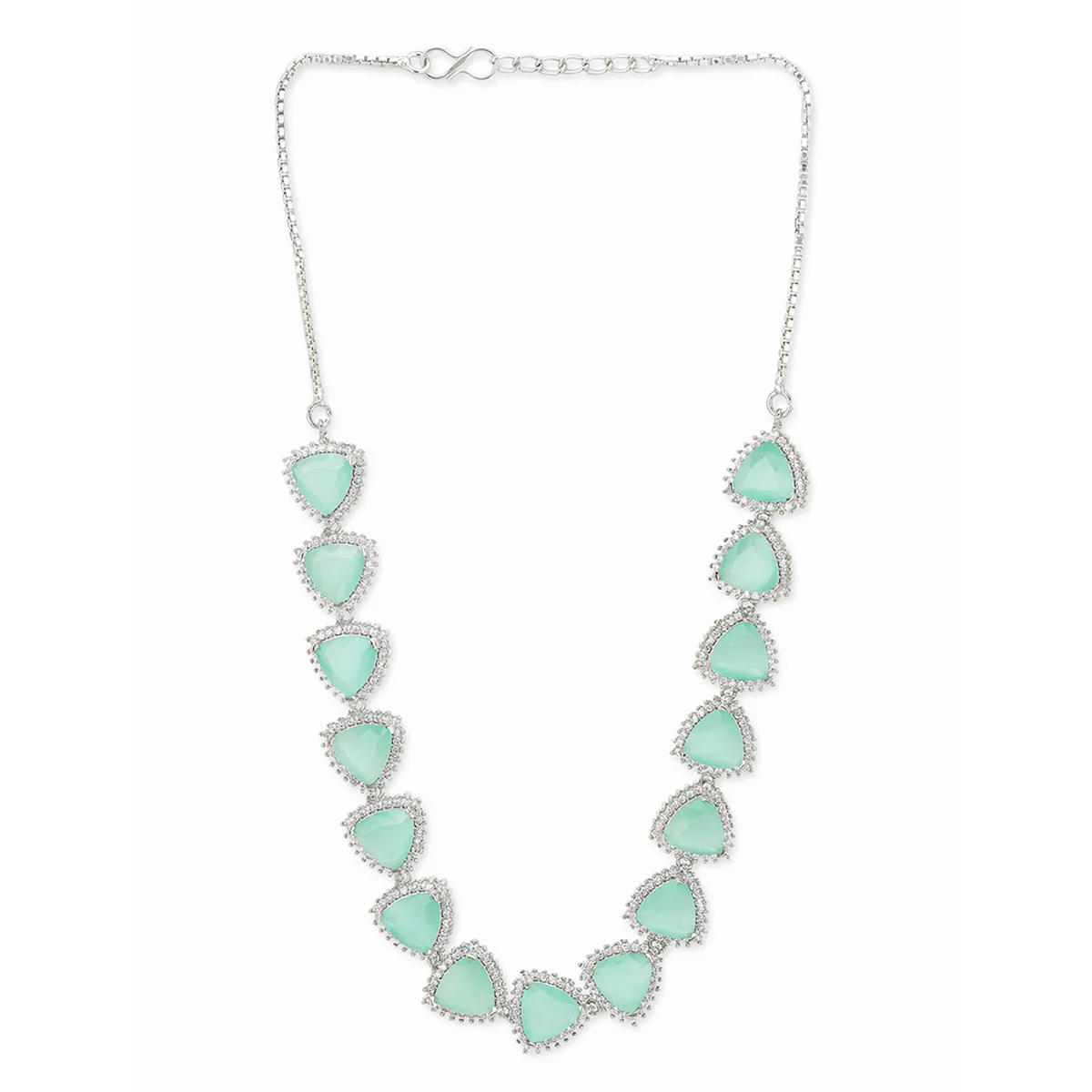 CZ Seafoam Sliver Pearl Necklace Set - Image 4