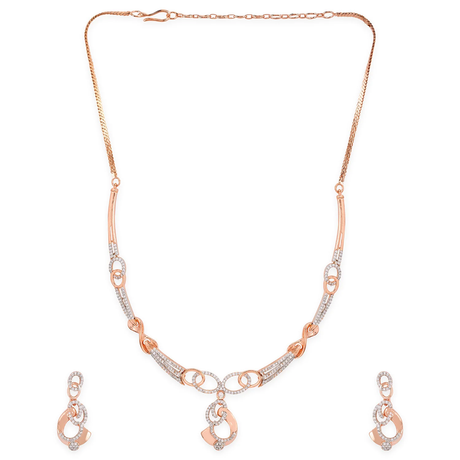 American Diamond CZ Silver Brass Jewellery Set - Image 4