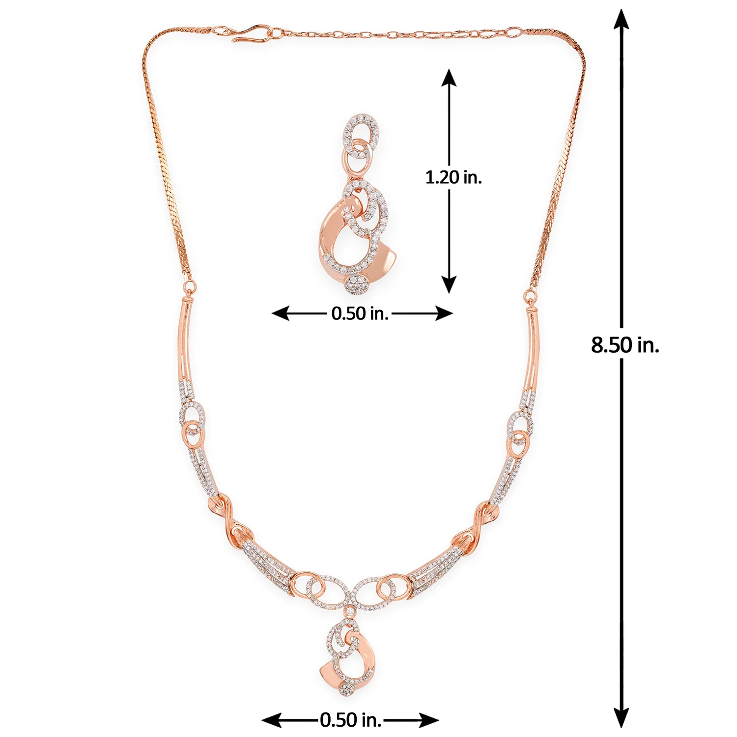 American Diamond CZ Silver Brass Jewellery Set - Image 7