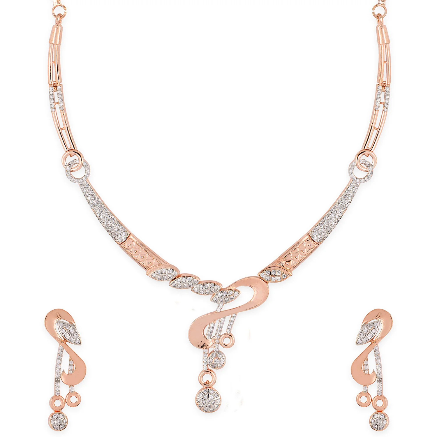 American Diamond CZ Silver Brass Jewellery Set - Image 3
