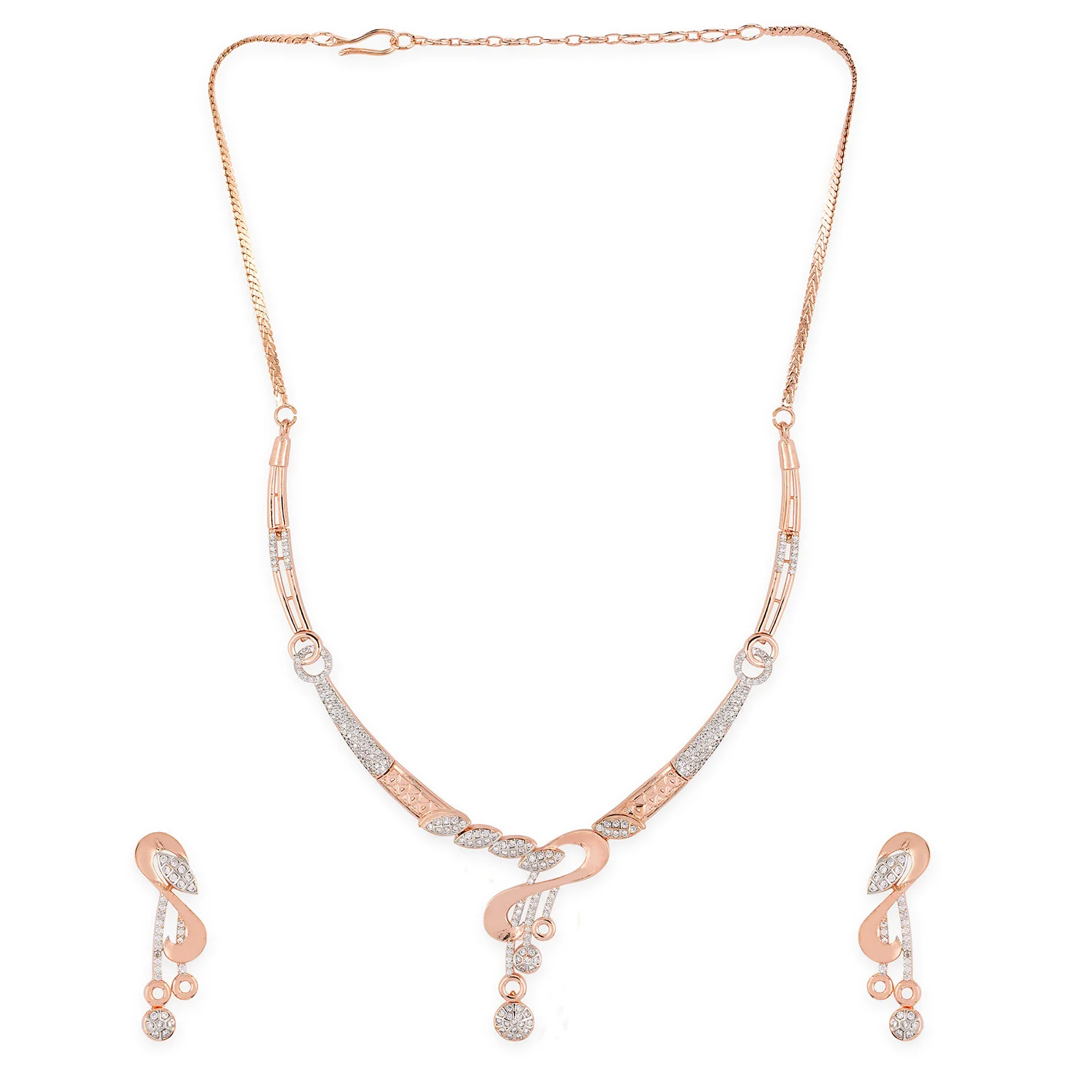 American Diamond CZ Silver Brass Jewellery Set - Image 4