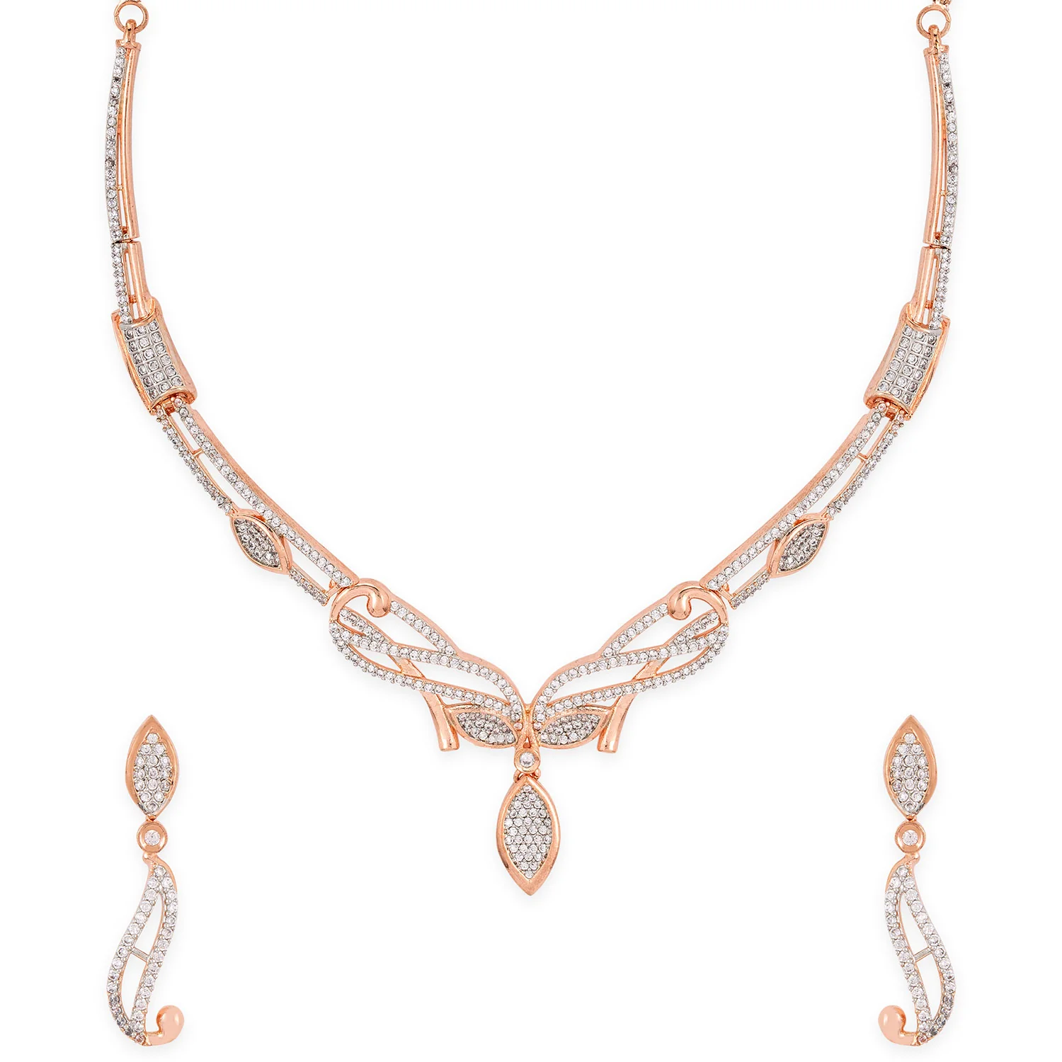 American Diamond CZ Silver Brass Jewellery Set - Image 3