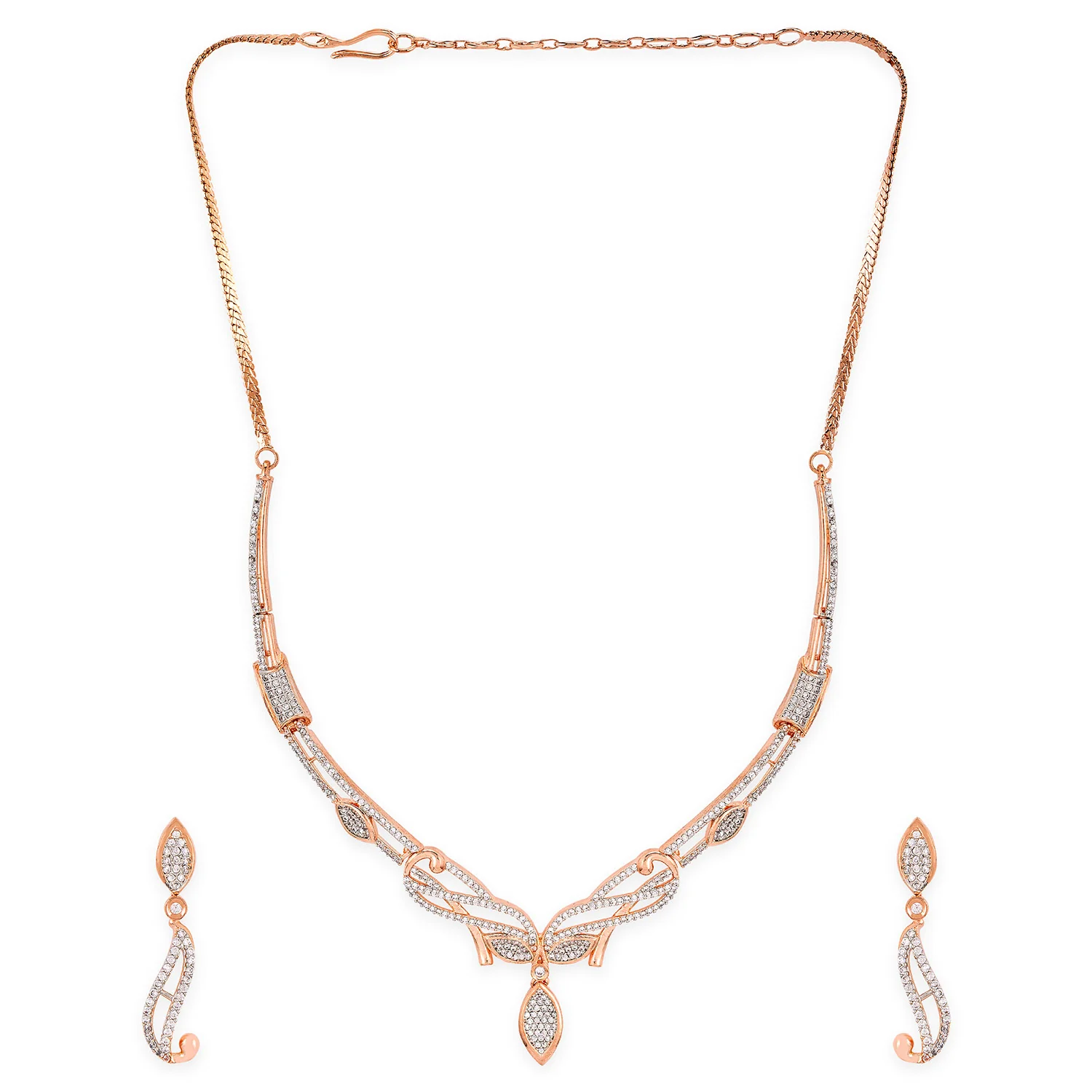 American Diamond CZ Silver Brass Jewellery Set - Image 4