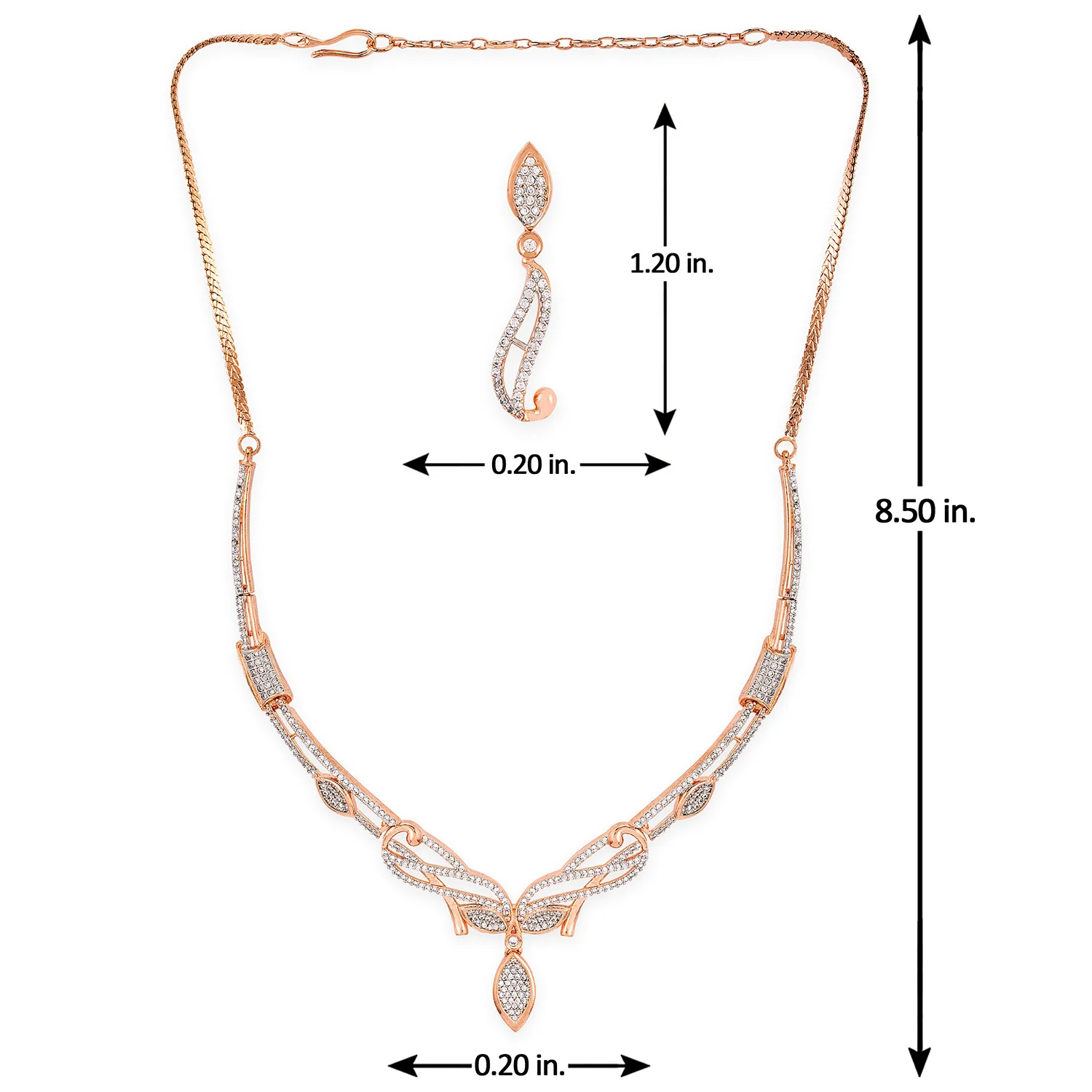 American Diamond CZ Silver Brass Jewellery Set - Image 7