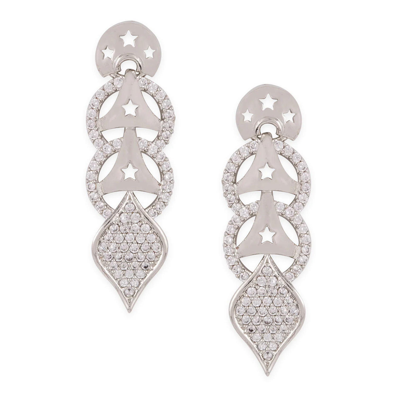 American Diamond CZ Silver Brass Jewellery Set - Image 5