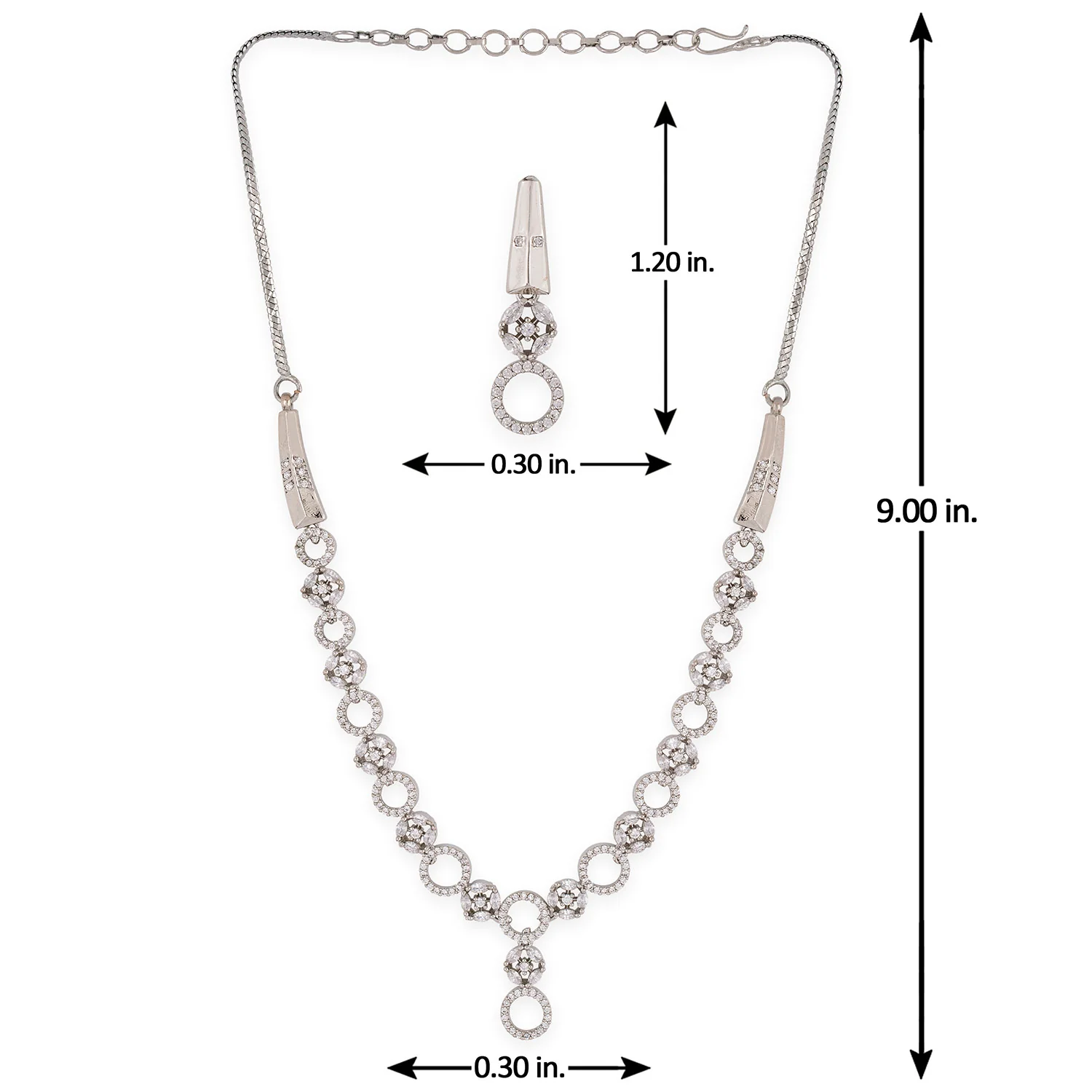 American Diamond CZ Silver Brass Jewellery Set - Image 7