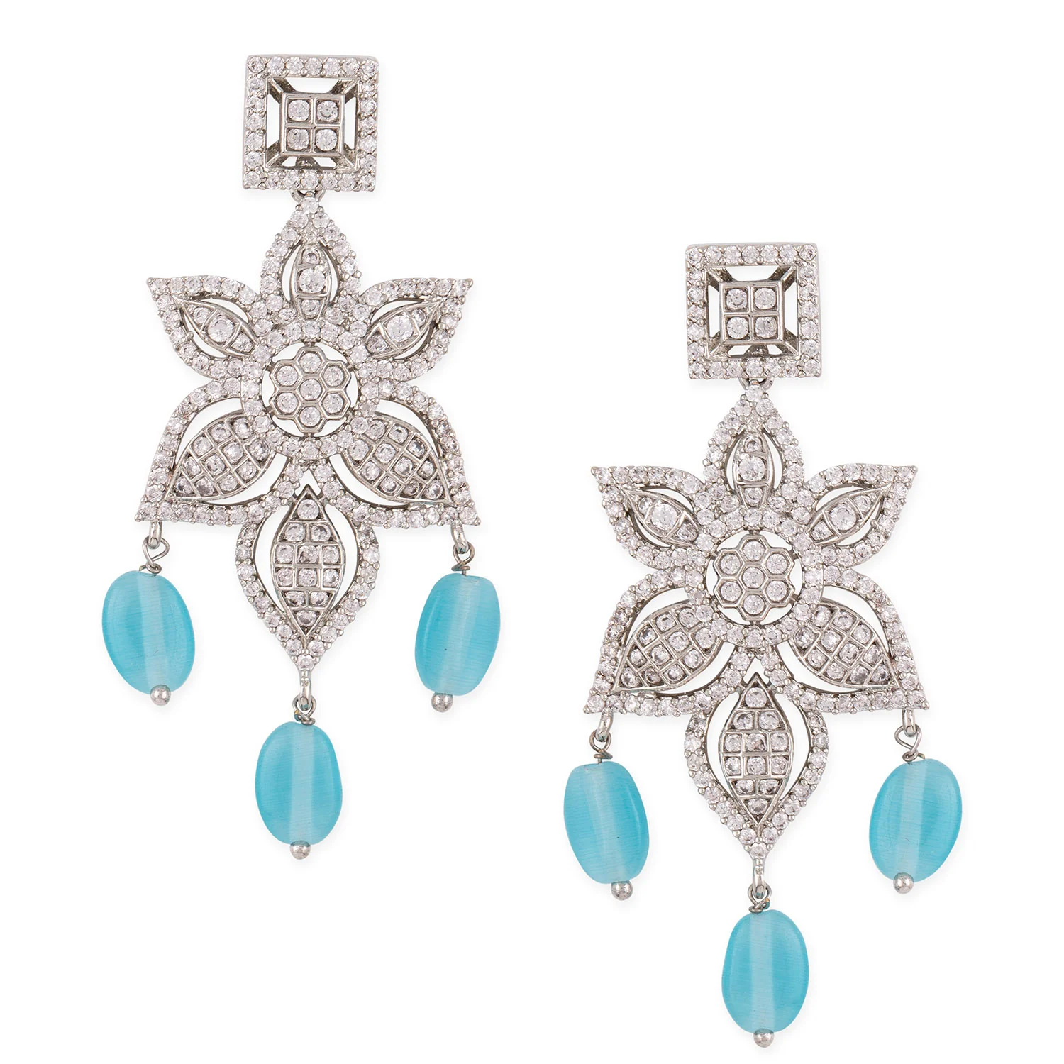 American Diamond CZ Silver Brass Necklace Set - Image 5