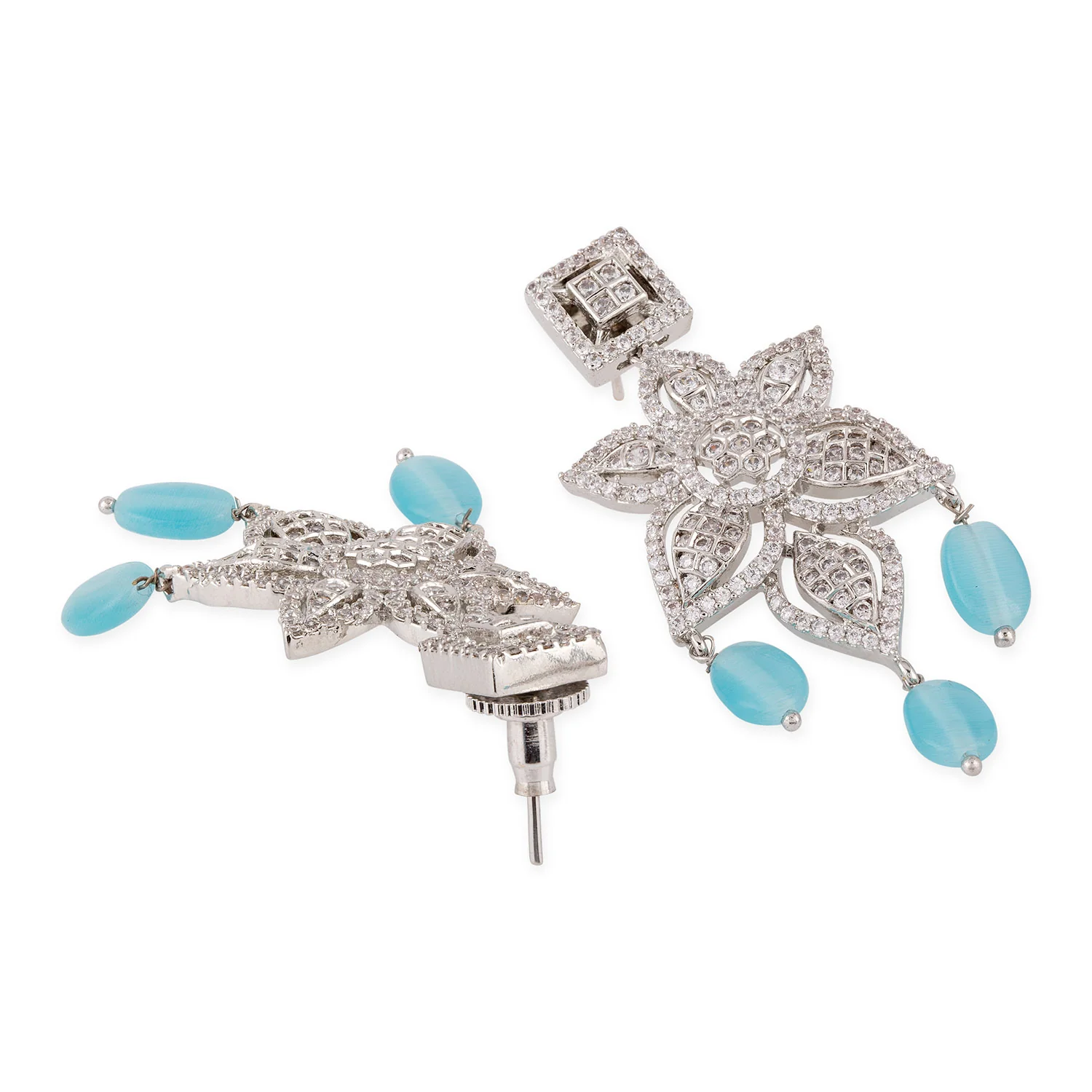 American Diamond CZ Silver Brass Necklace Set - Image 6
