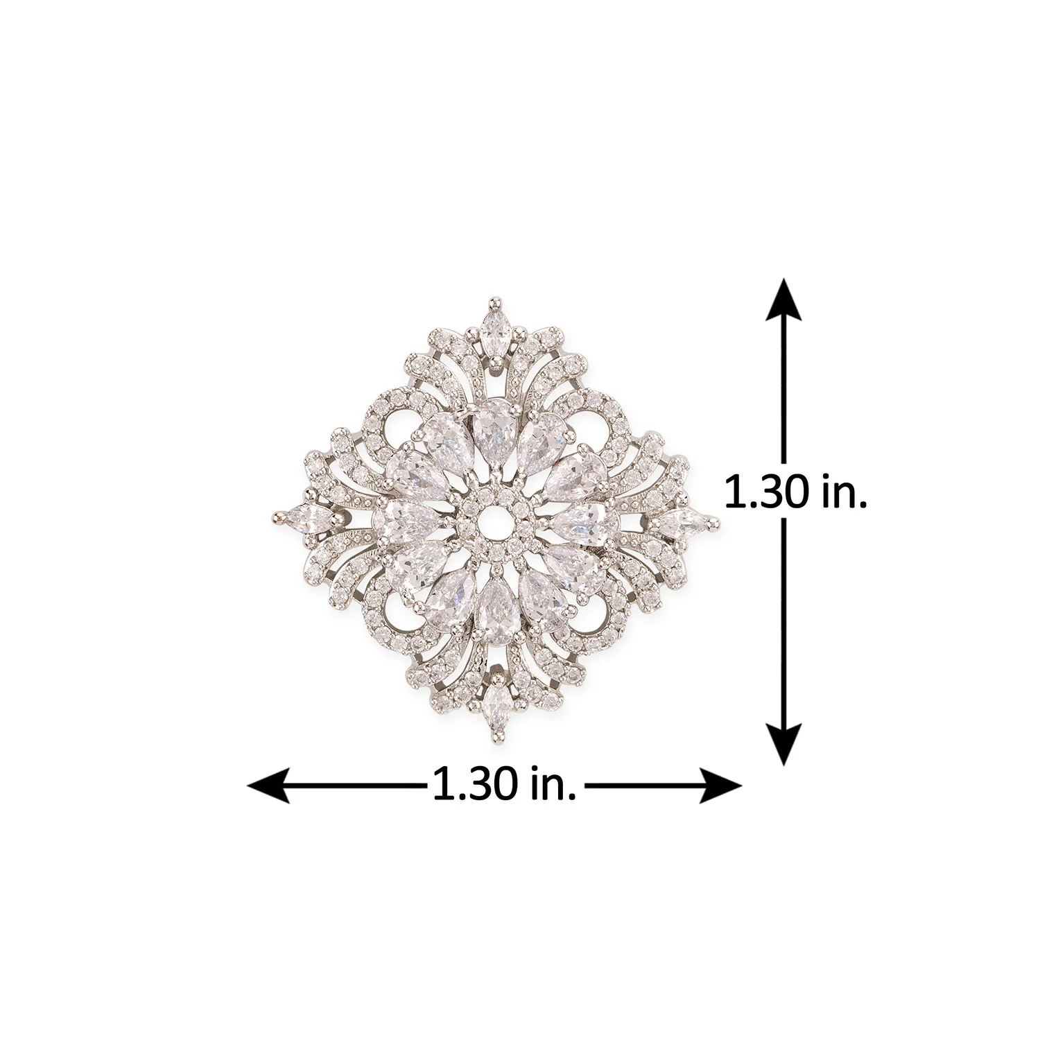 American Diamond CZ Silver Plated Brass Stud Earrings - Image 5