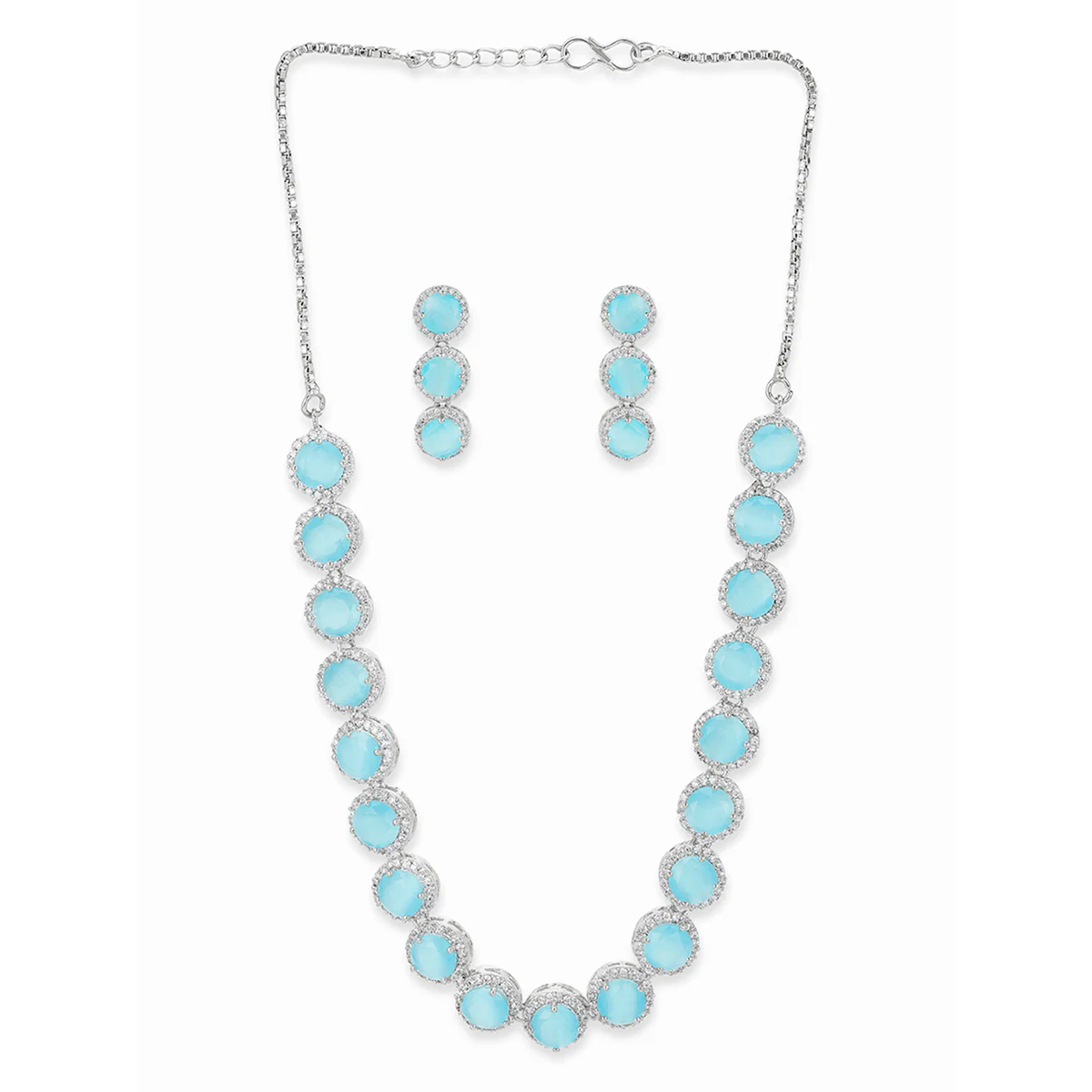 Sparkling Elegance Silver Plated Zircons Jewellery Set - Image 3