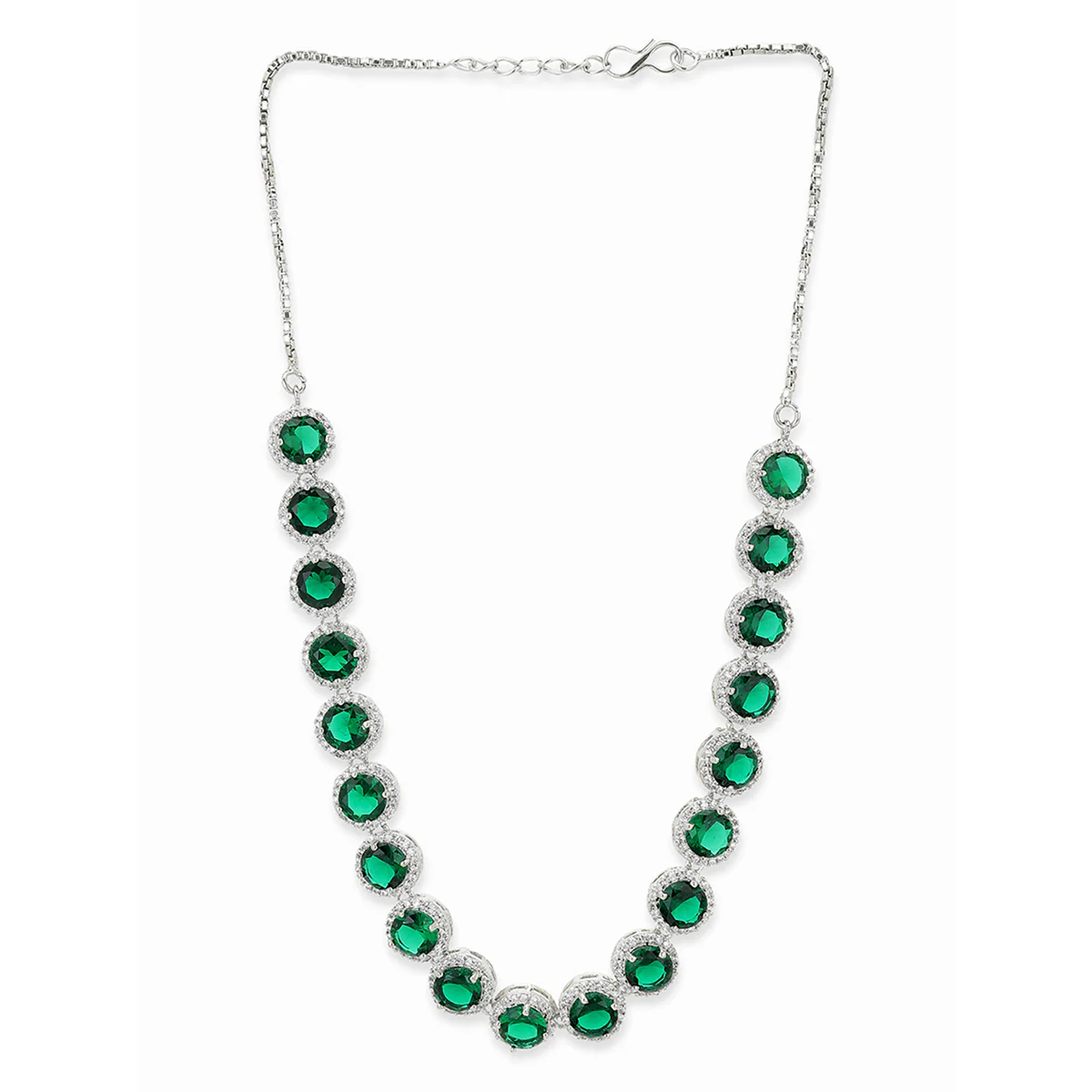 Sparkling Elegance Emerald Hued CZ Jewellery Set - Image 4