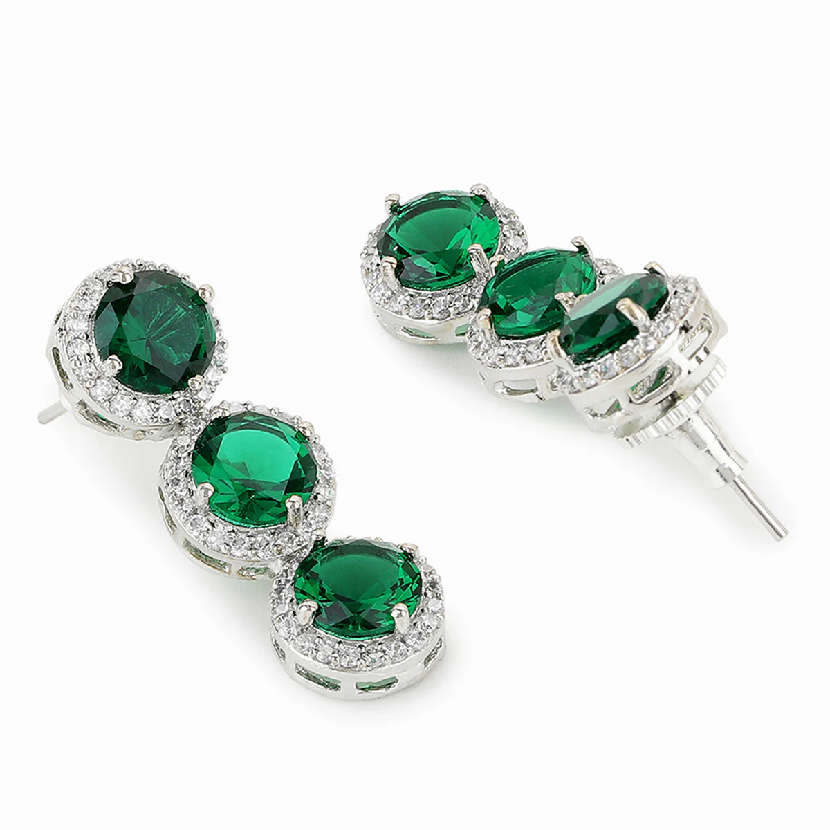 Sparkling Elegance Emerald Hued CZ Jewellery Set - Image 5