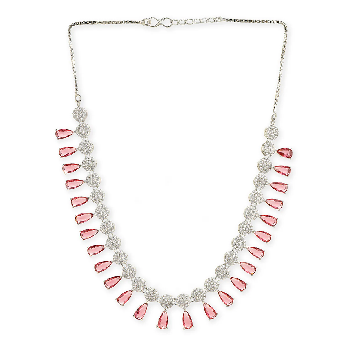 Sparkling Elegance Red and White Zircons Jewellery Set - Image 4
