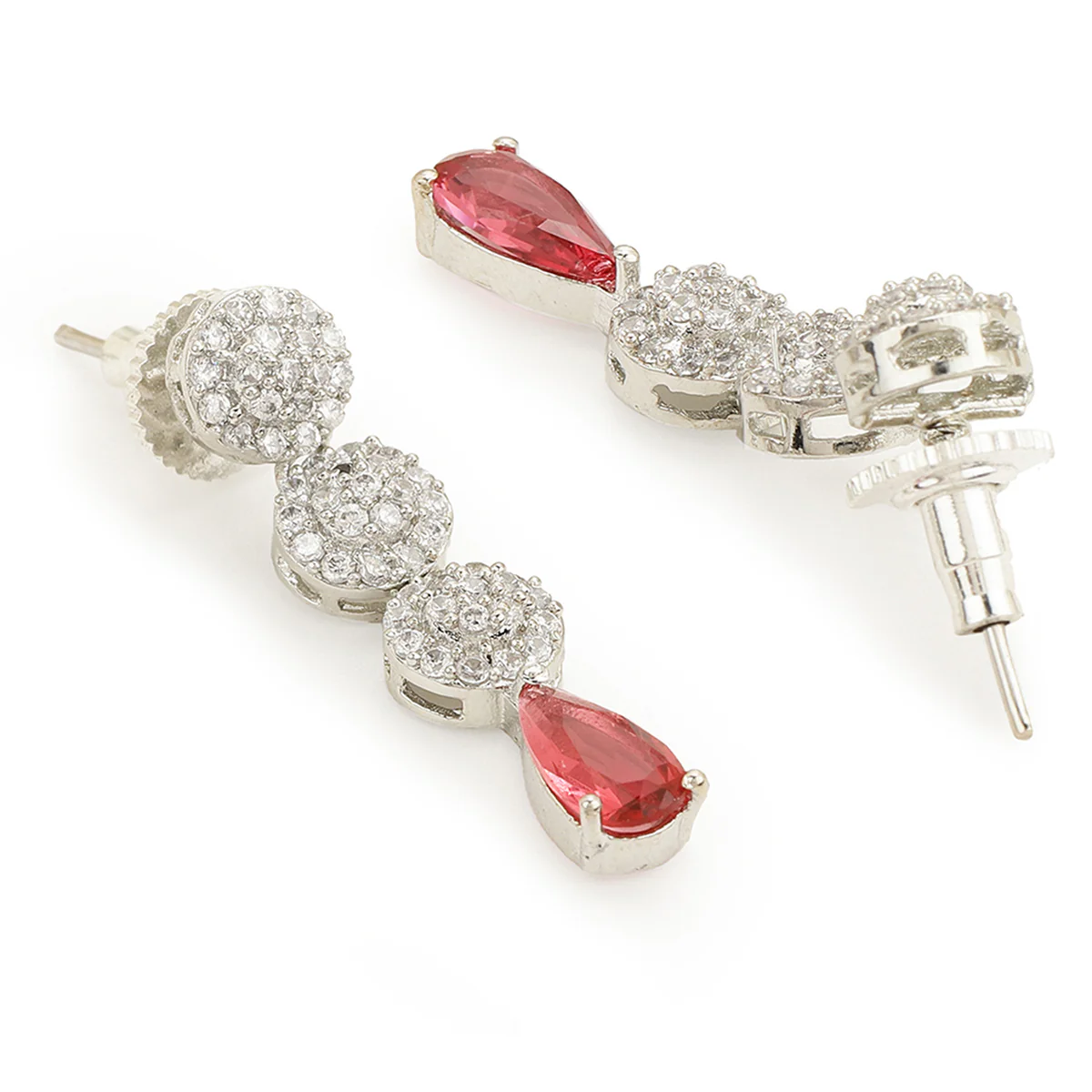 Sparkling Elegance Red and White Zircons Jewellery Set - Image 5