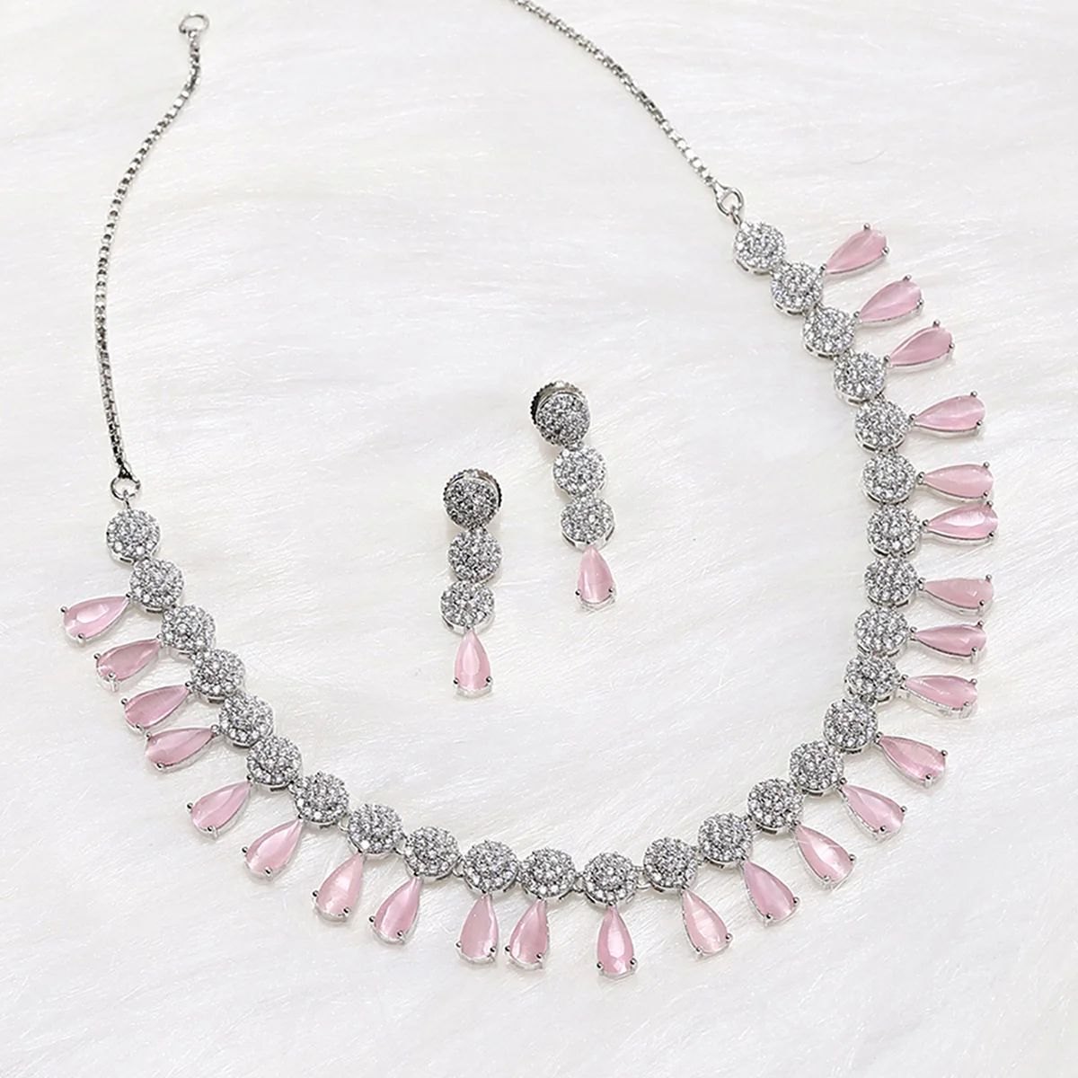 Sparkling Elegance Silver Plated Teardrop CZ Jewellery Set - Image 2